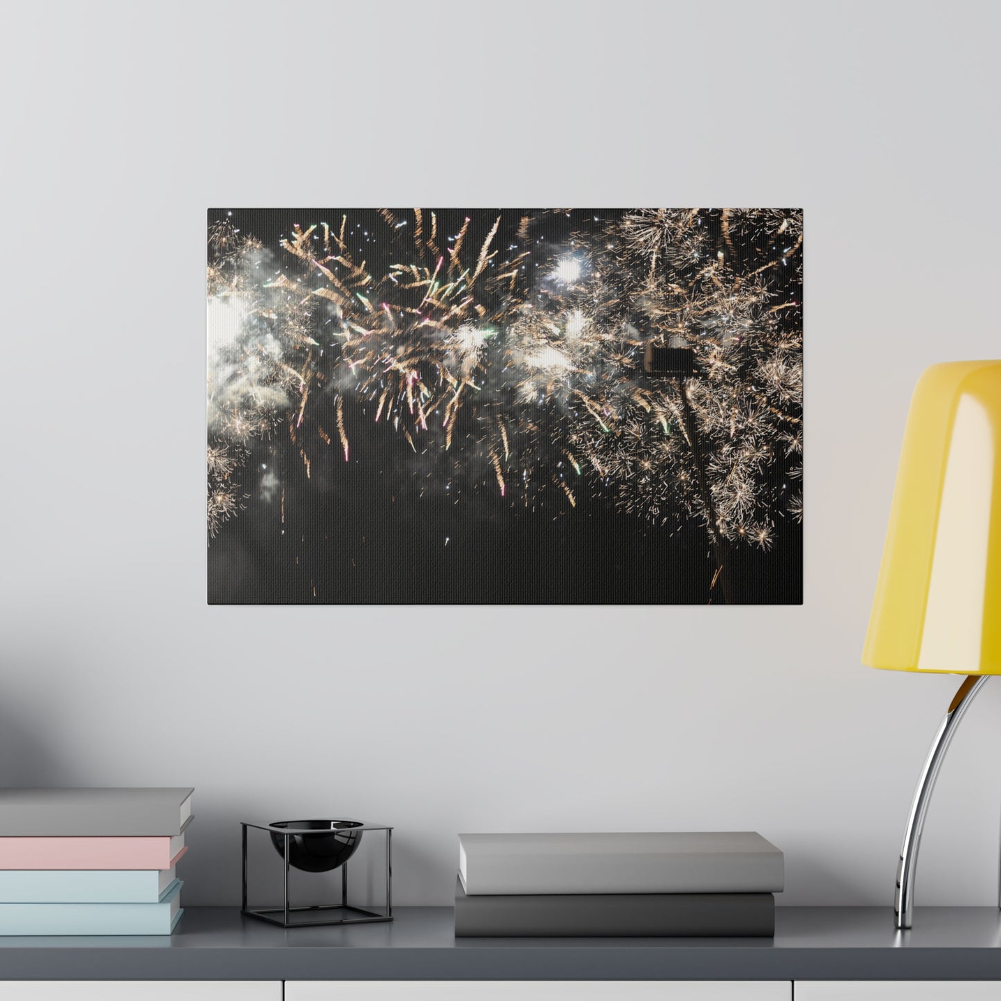 White Haze Fireworks Canvas Print - The Trio Synergize Group