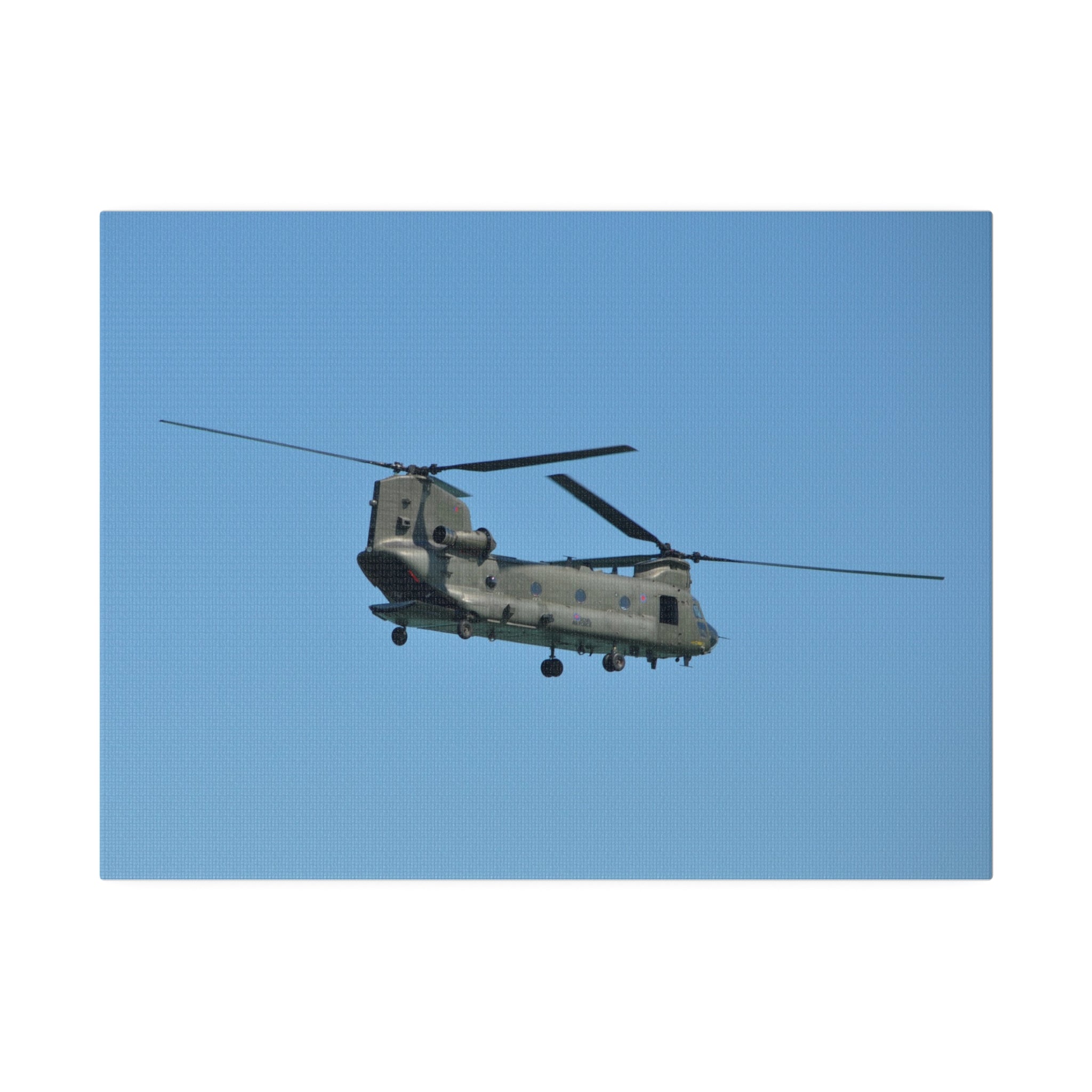 Chinook Helicopter Flying Cargo Door Open, Side View Canvas - The Trio Synergize Group