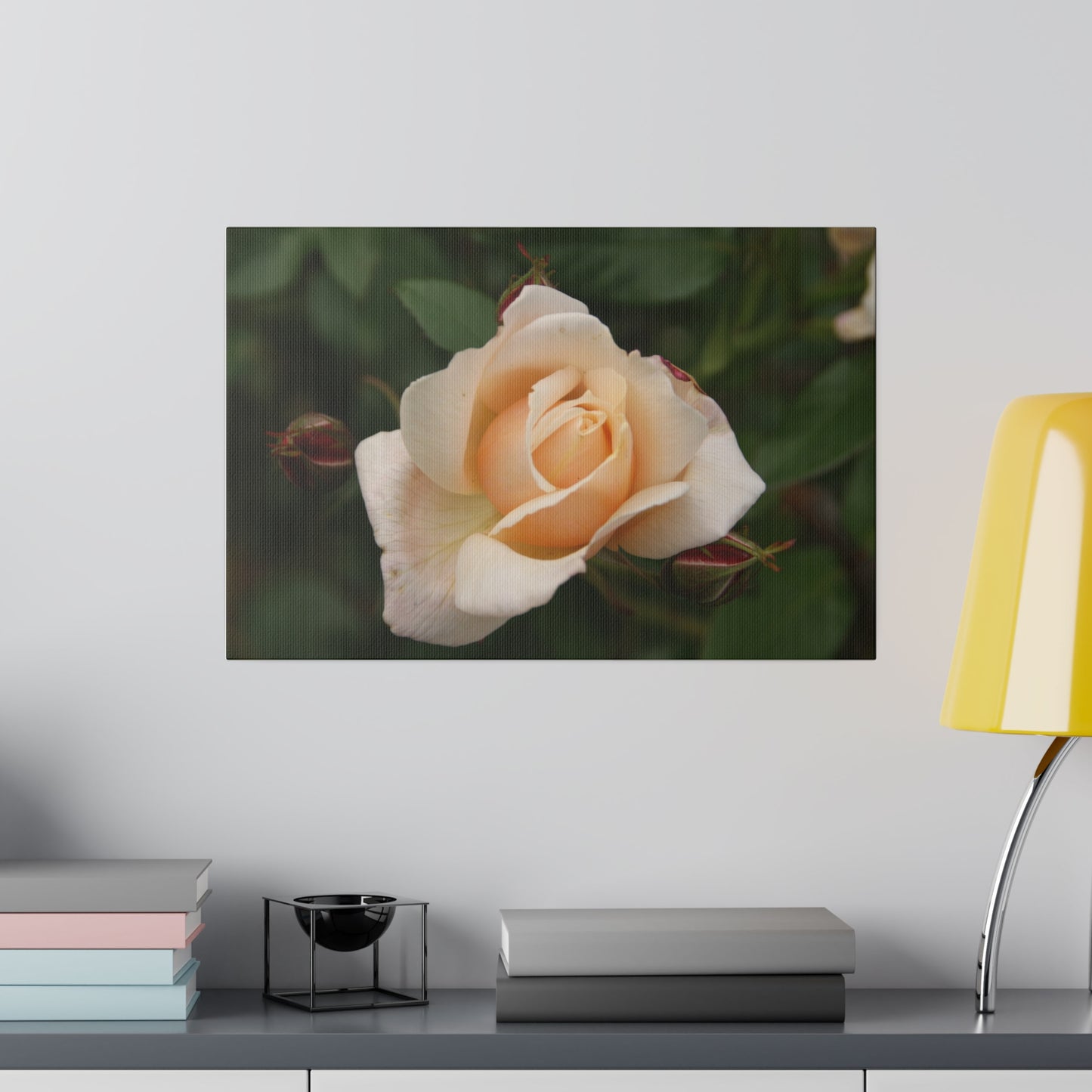 Single White Rose Blooming Canvas - The Trio Synergize Group