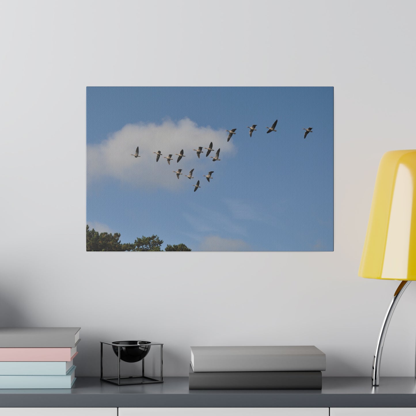 A Flock Of Geese Flying Canvas - The Trio Synergize Group