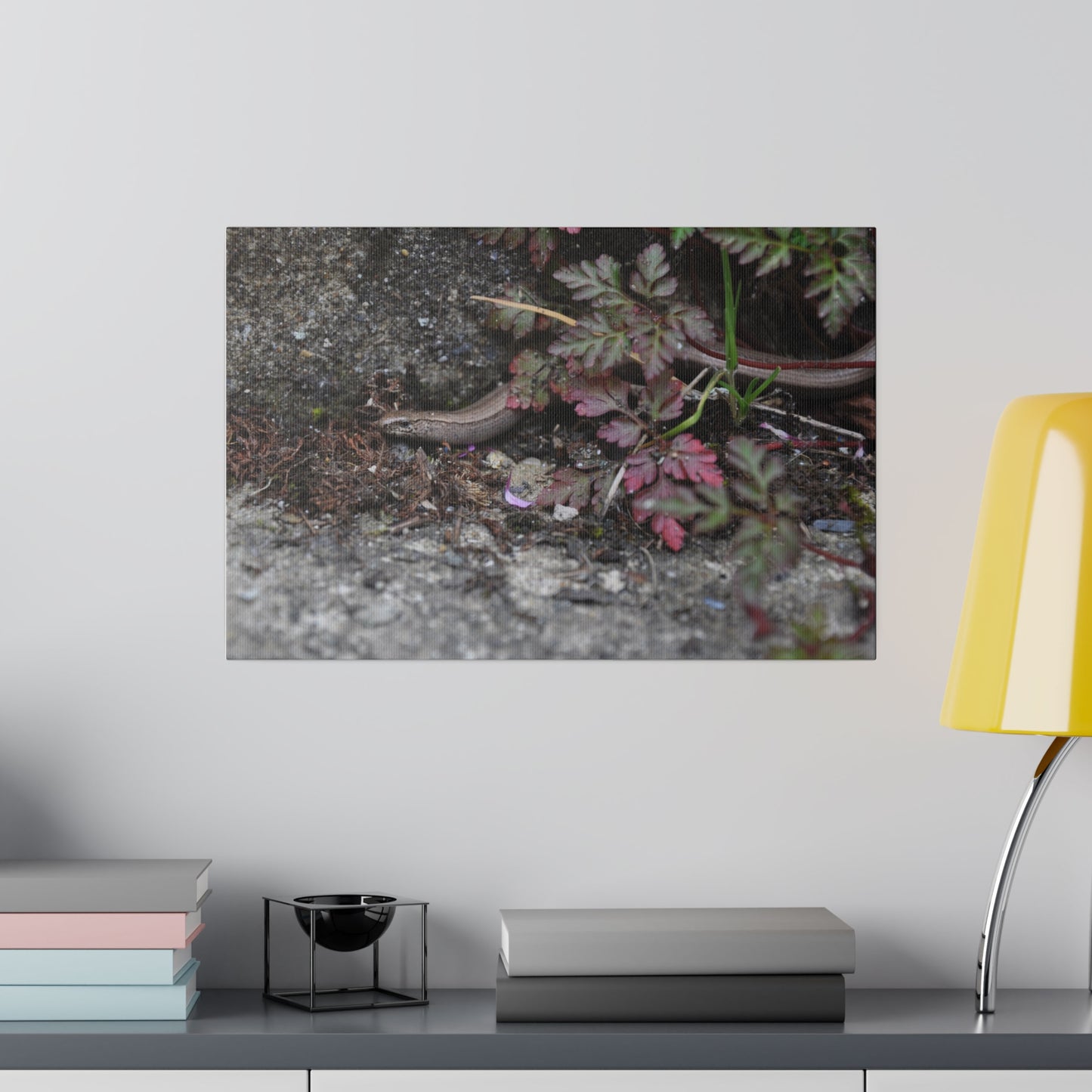 Slow-Worm By Leaves Canvas Print - The Trio Synergize Group