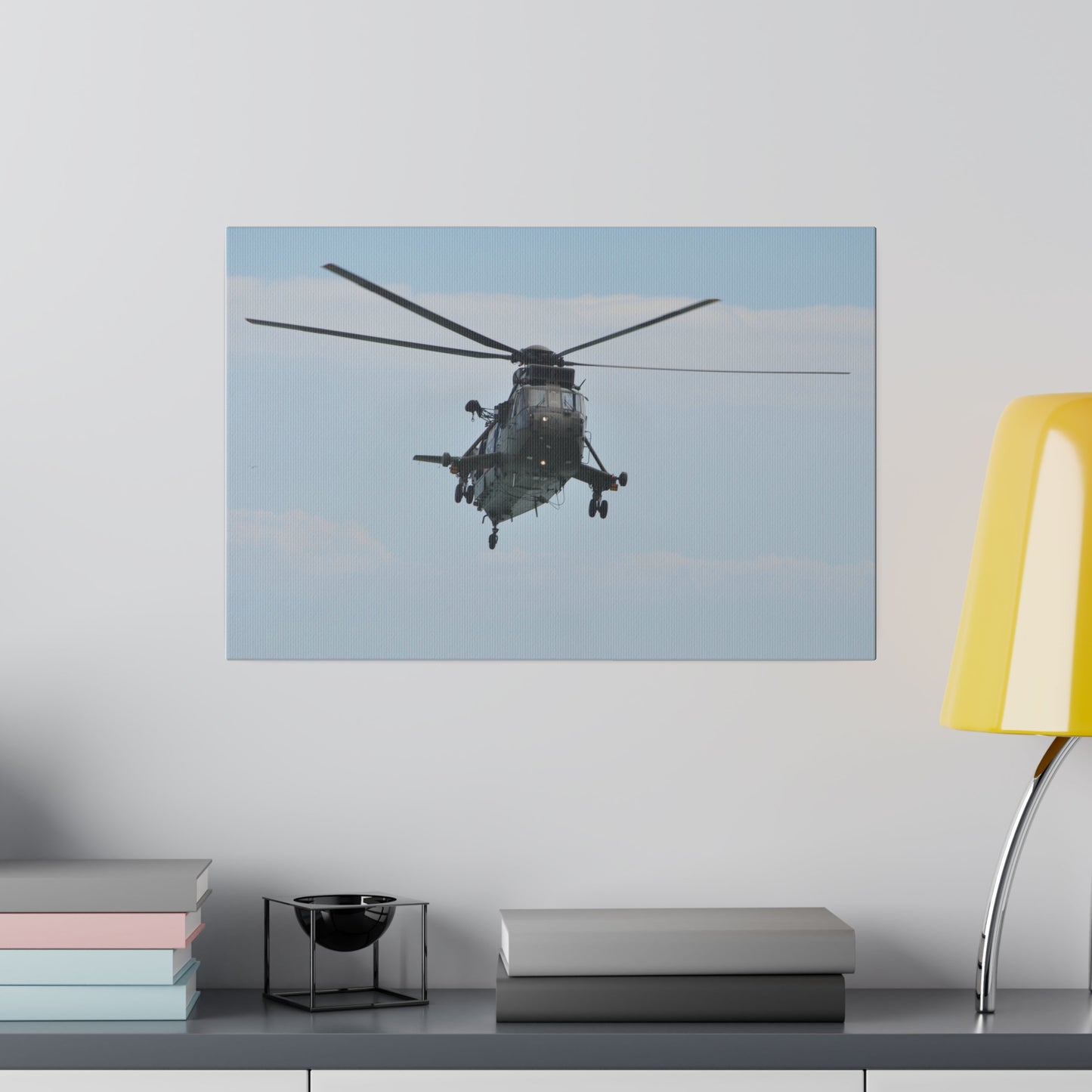 Sea King Helicopter Hovering With Front View Canvas - The Trio Synergize Group
