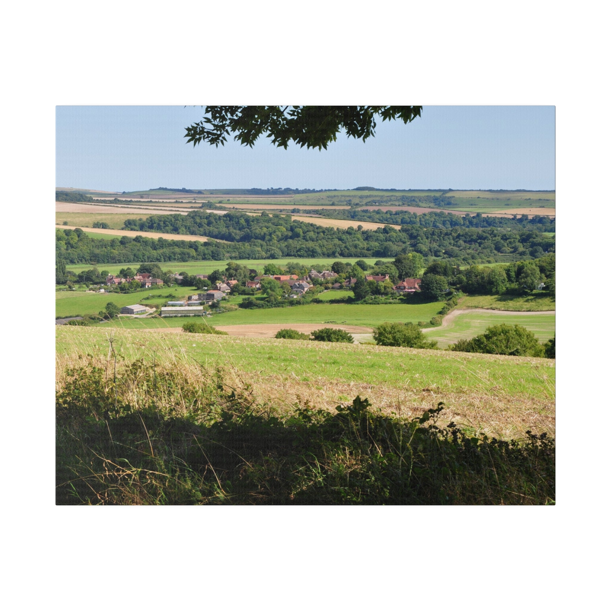 Countryside Village With Fields In The Background Canvas - The Trio Synergize Group