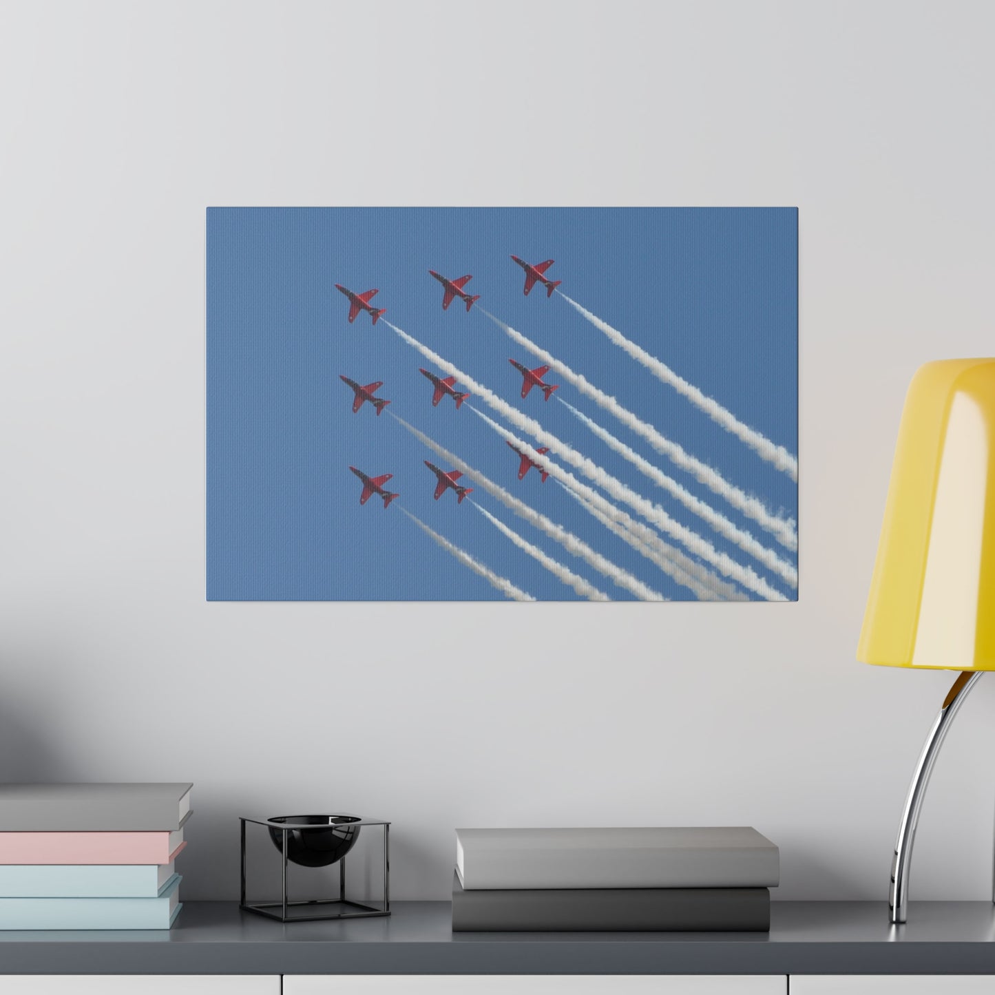 The Red Arrows Flying Diamond 9 Formation Upside Down Canvas - The Trio Synergize Group