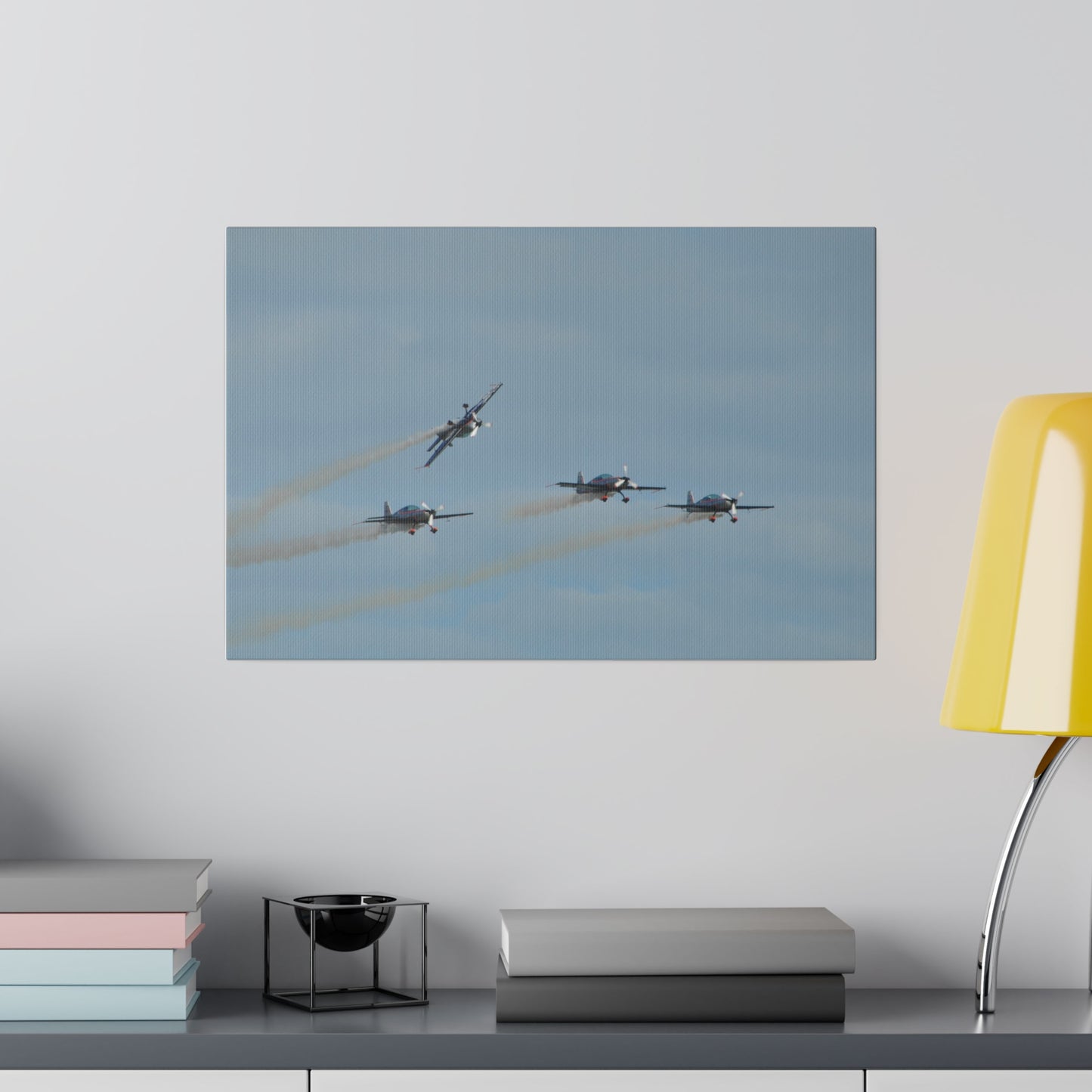 The Blades Flying In Formation With One Upside Down Canvas - The Trio Synergize Group