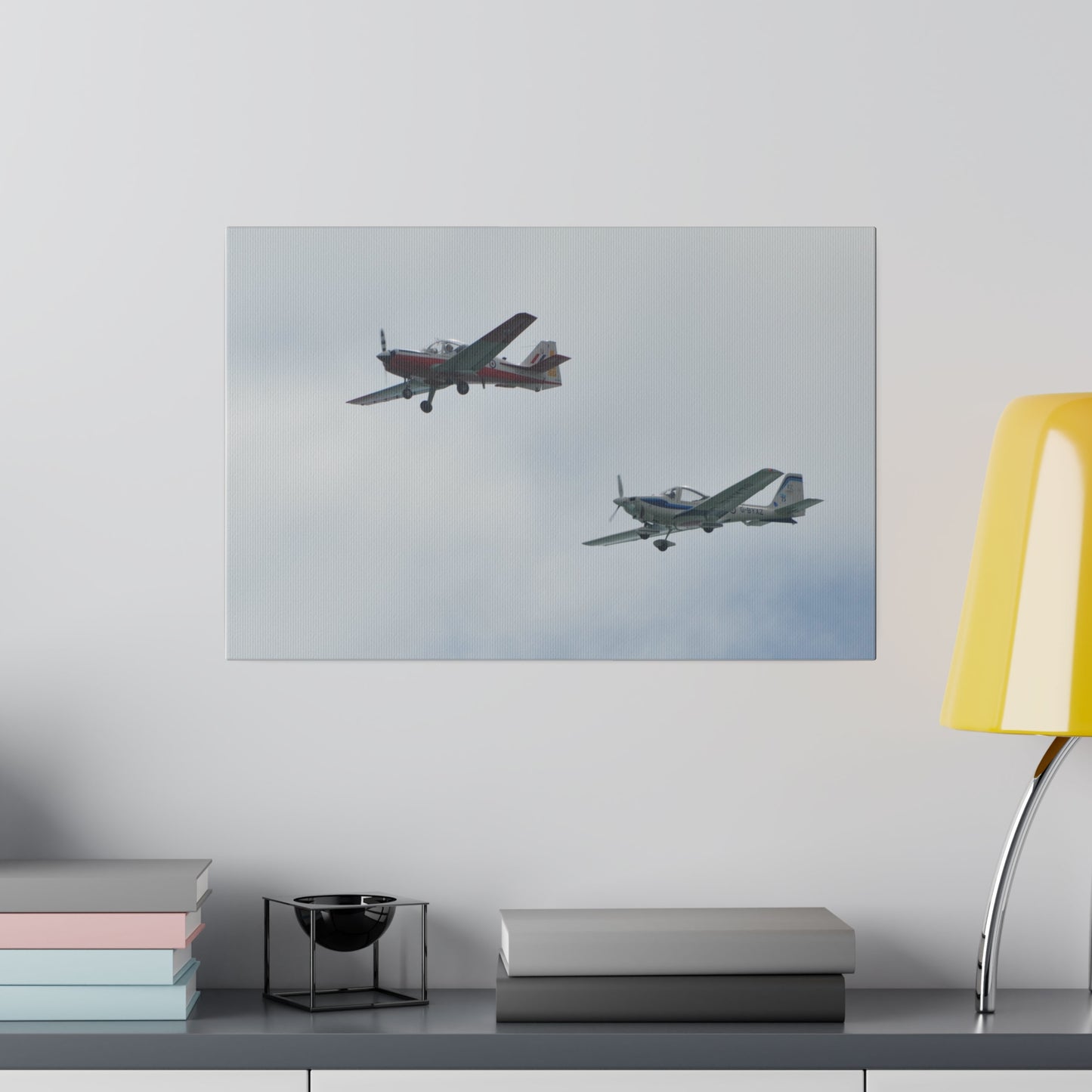 Grob G115E & Waddington Bulldog Flying From The Right Canvas - The Trio Synergize Group