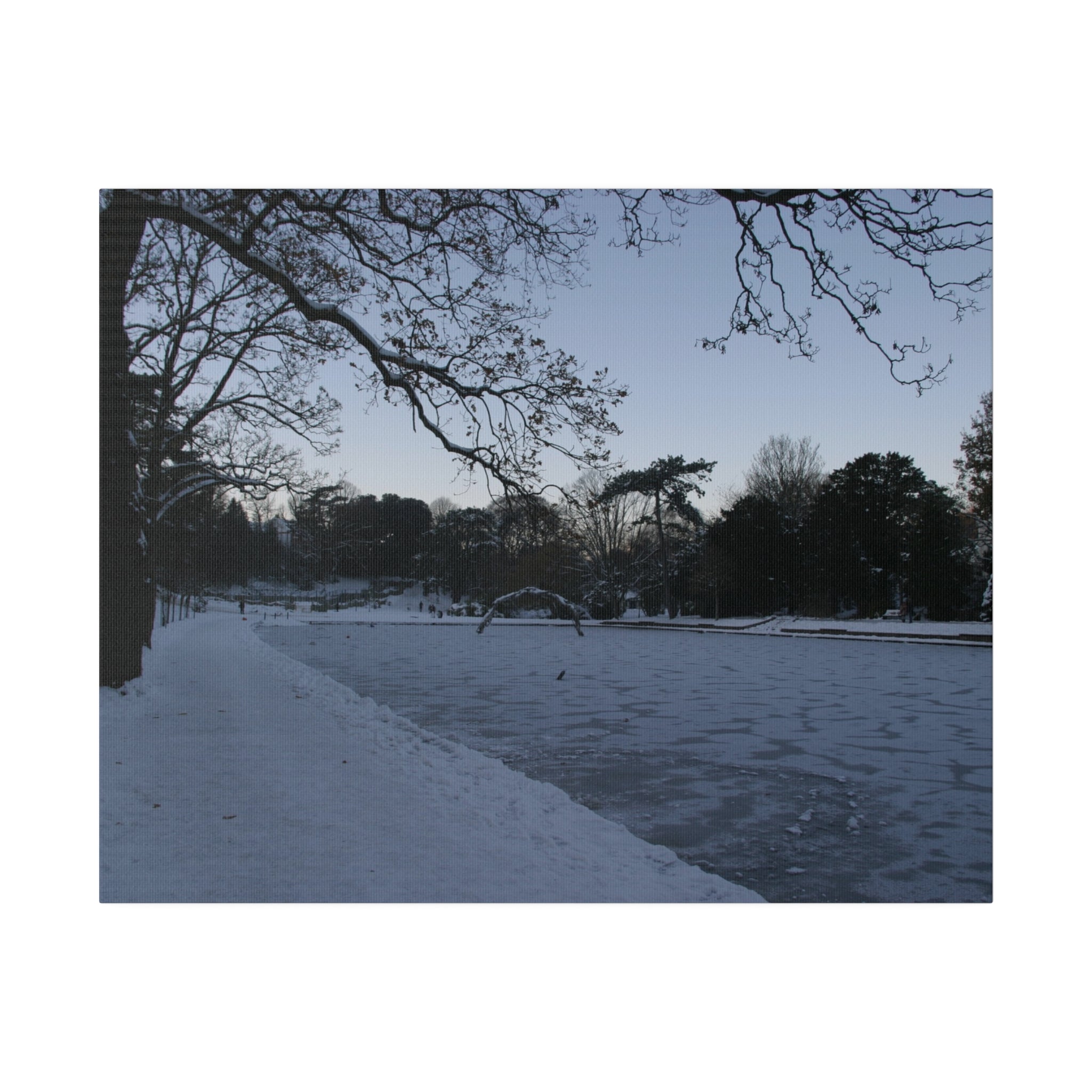 Alexandra Park In The Snow With Pond - Canvas Print - The Trio Synergize Group