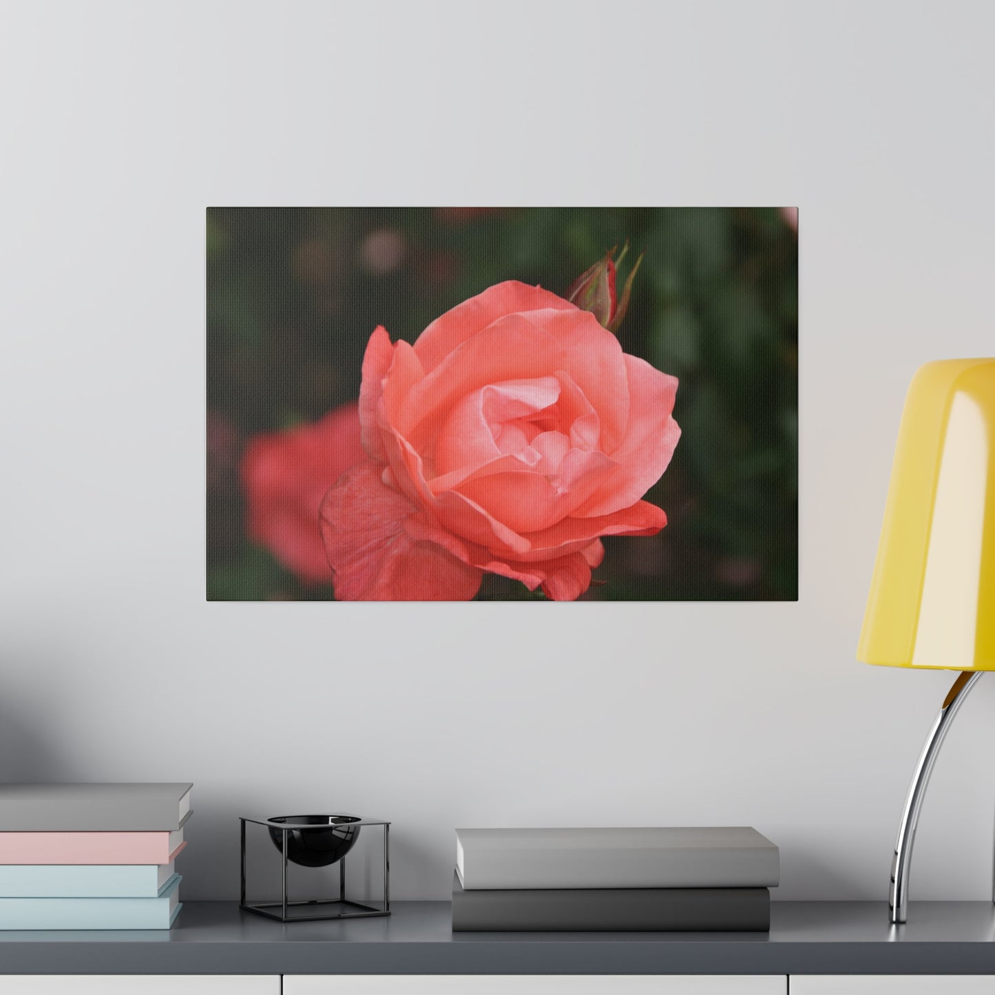 Single Pink Rose With Bud Canvas - The Trio Synergize Group