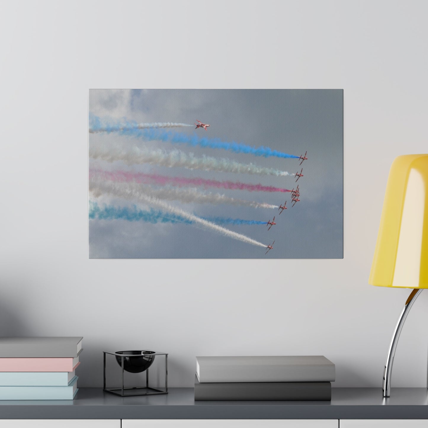 The Red Arrows Flying Right In Formation Two Looping Canvas - The Trio Synergize Group
