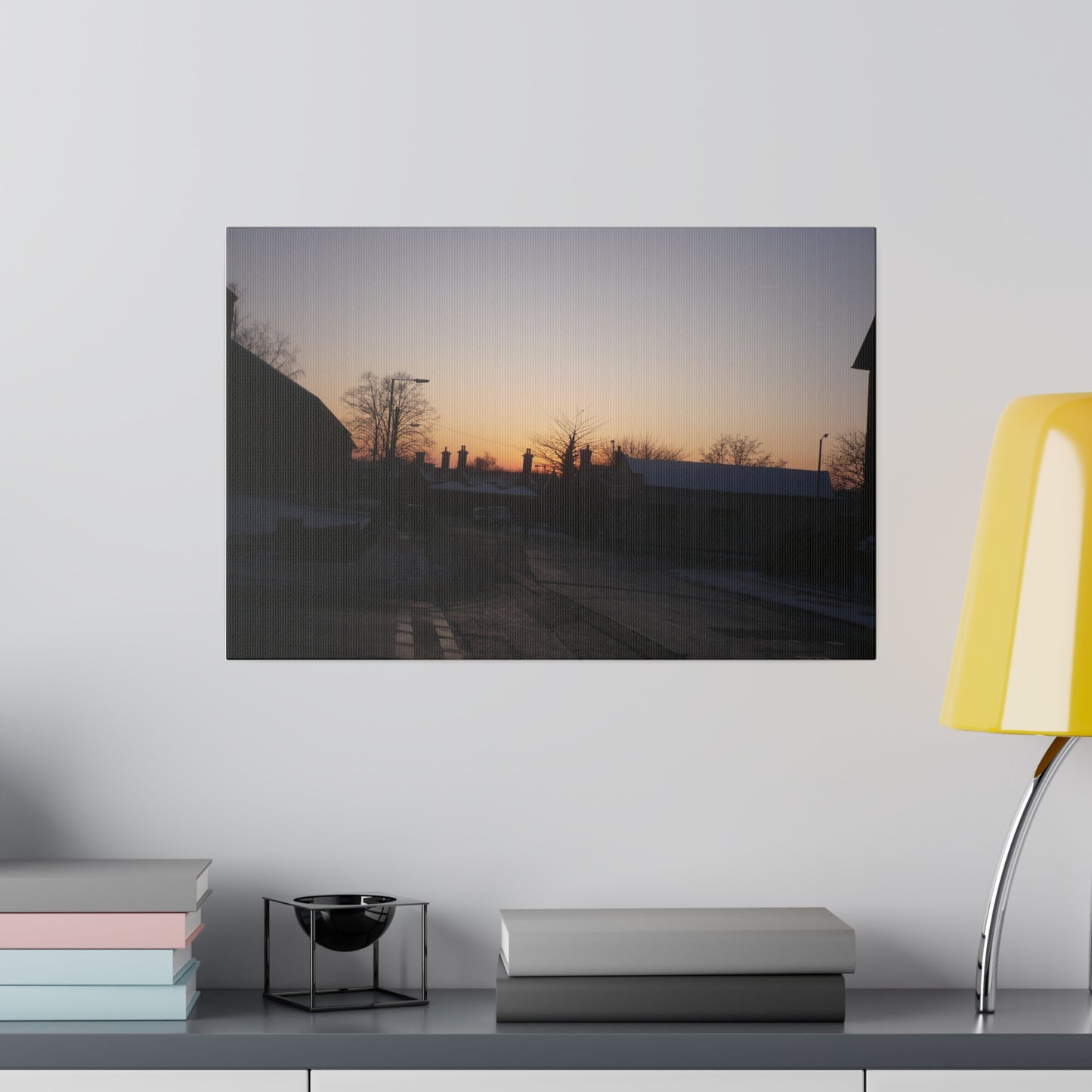 Snowy Sunset at Kettering Train Station Canvas - The Trio Synergize Group