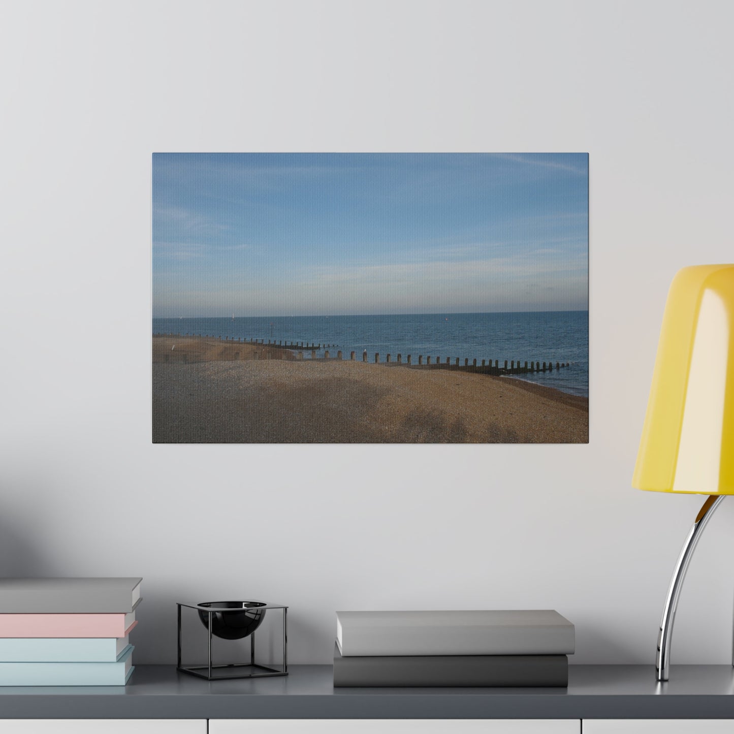 Eastbourne Beach View Of Stones, Sea & Sky Canvas - The Trio Synergize Group