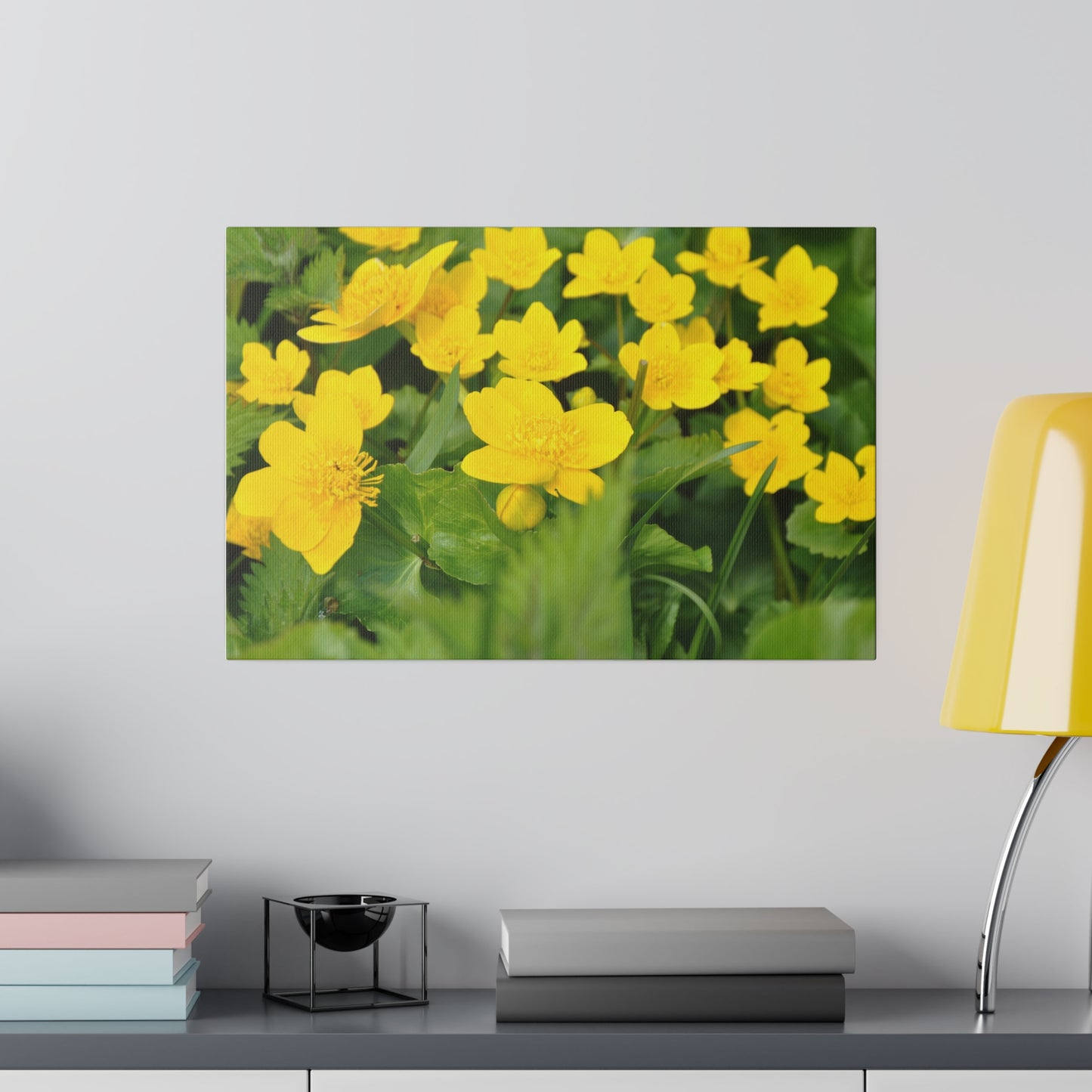 Cluster Of Marsh Marigold Flowers Close Up Canvas - The Trio Synergize Group