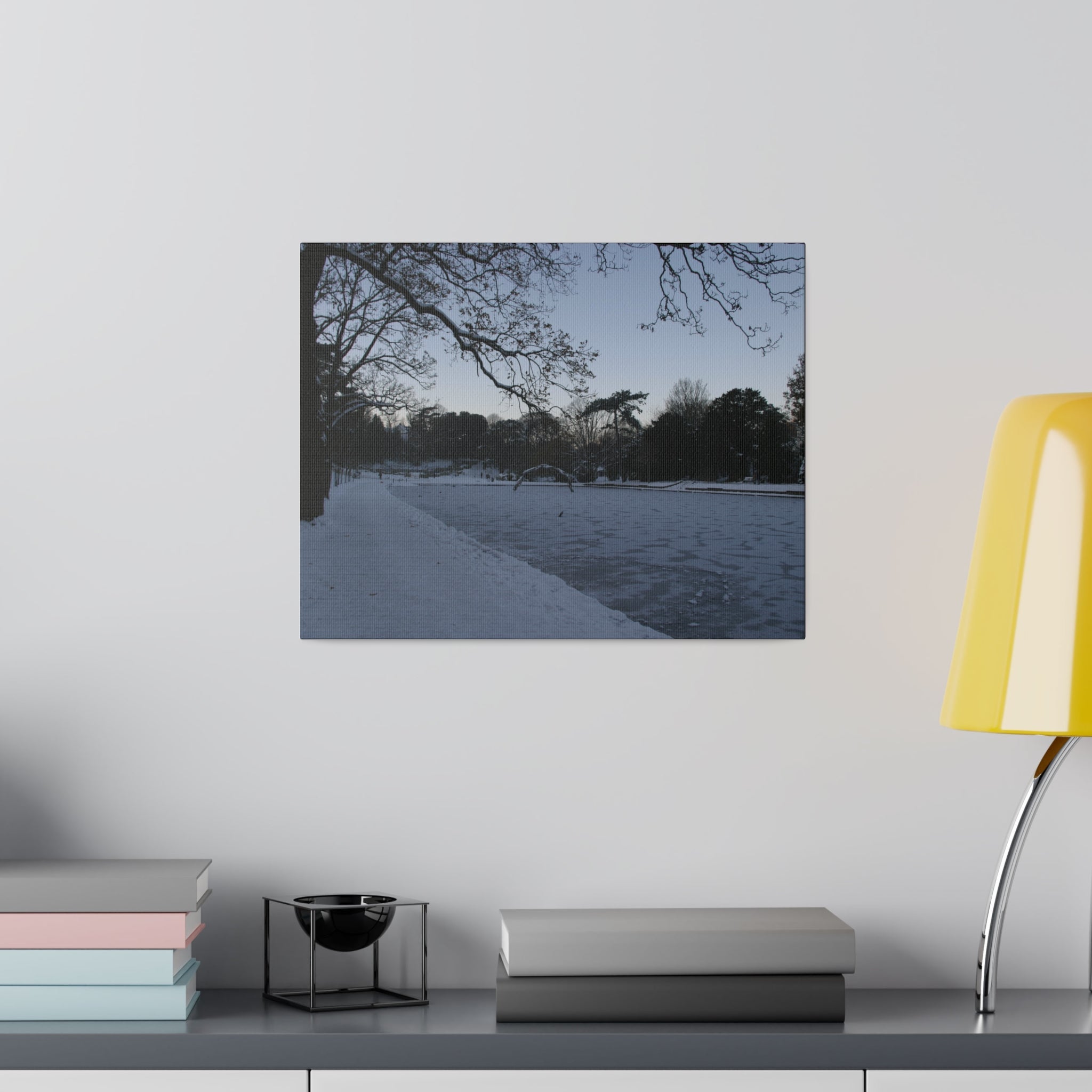 Alexandra Park In The Snow With Pond - Canvas Print - The Trio Synergize Group