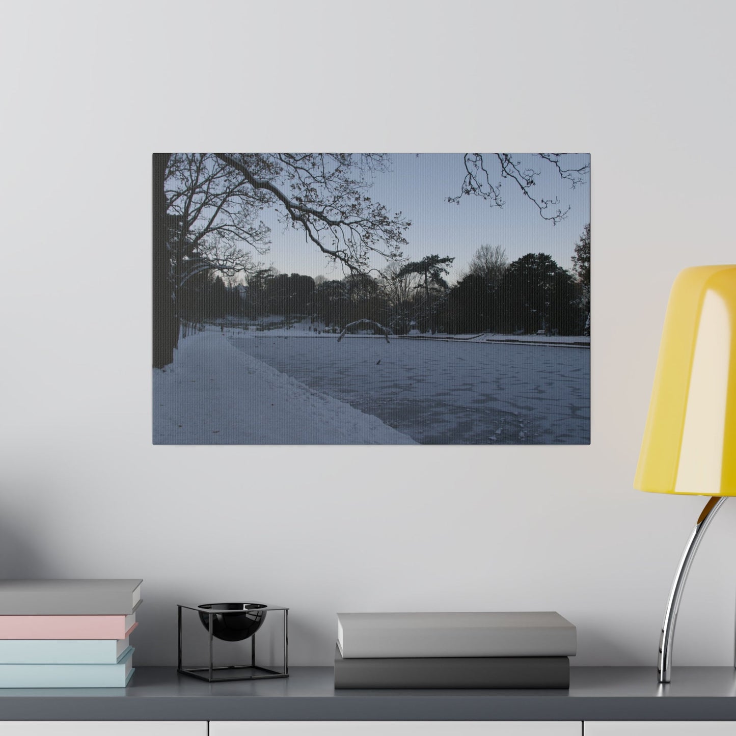Alexandra Park In The Snow With Pond - Canvas Print - The Trio Synergize Group