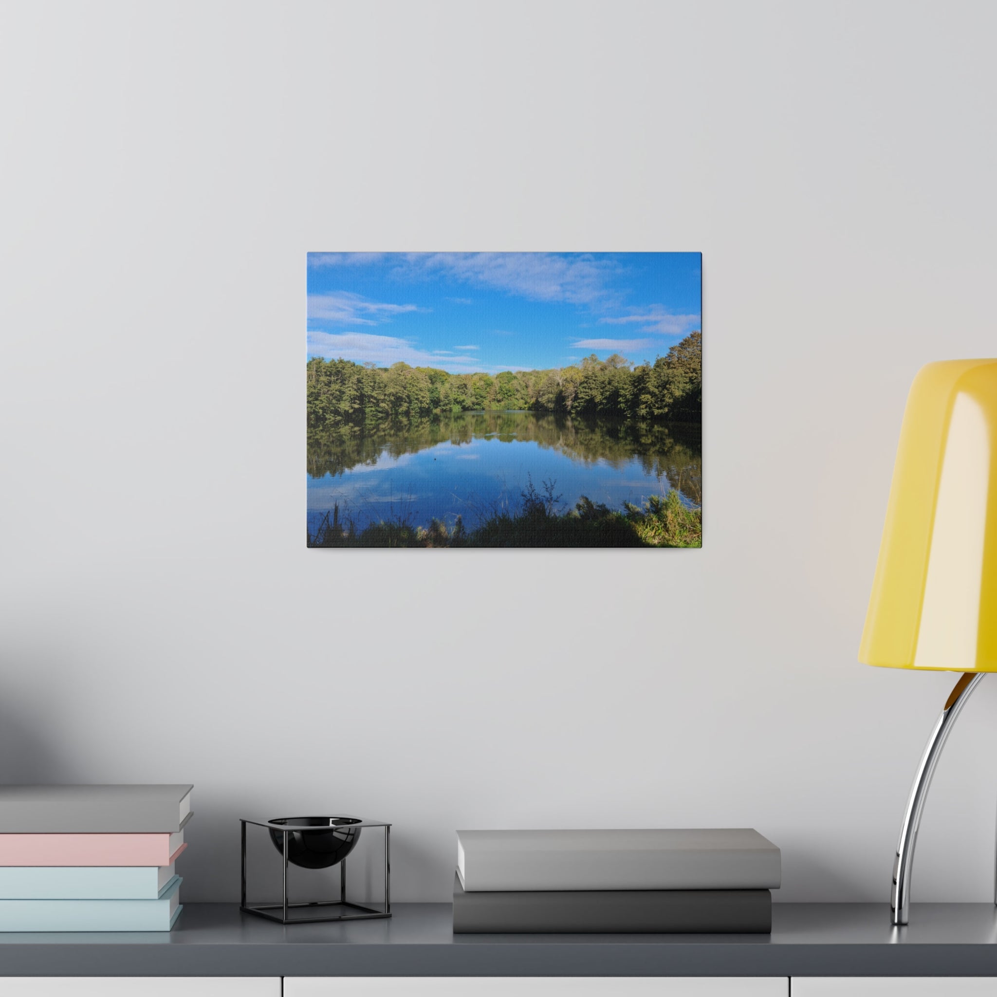 Alexandra Park Pond With Trees And Lovely Blue Sky With Clouds Canvas - The Trio Synergize Group