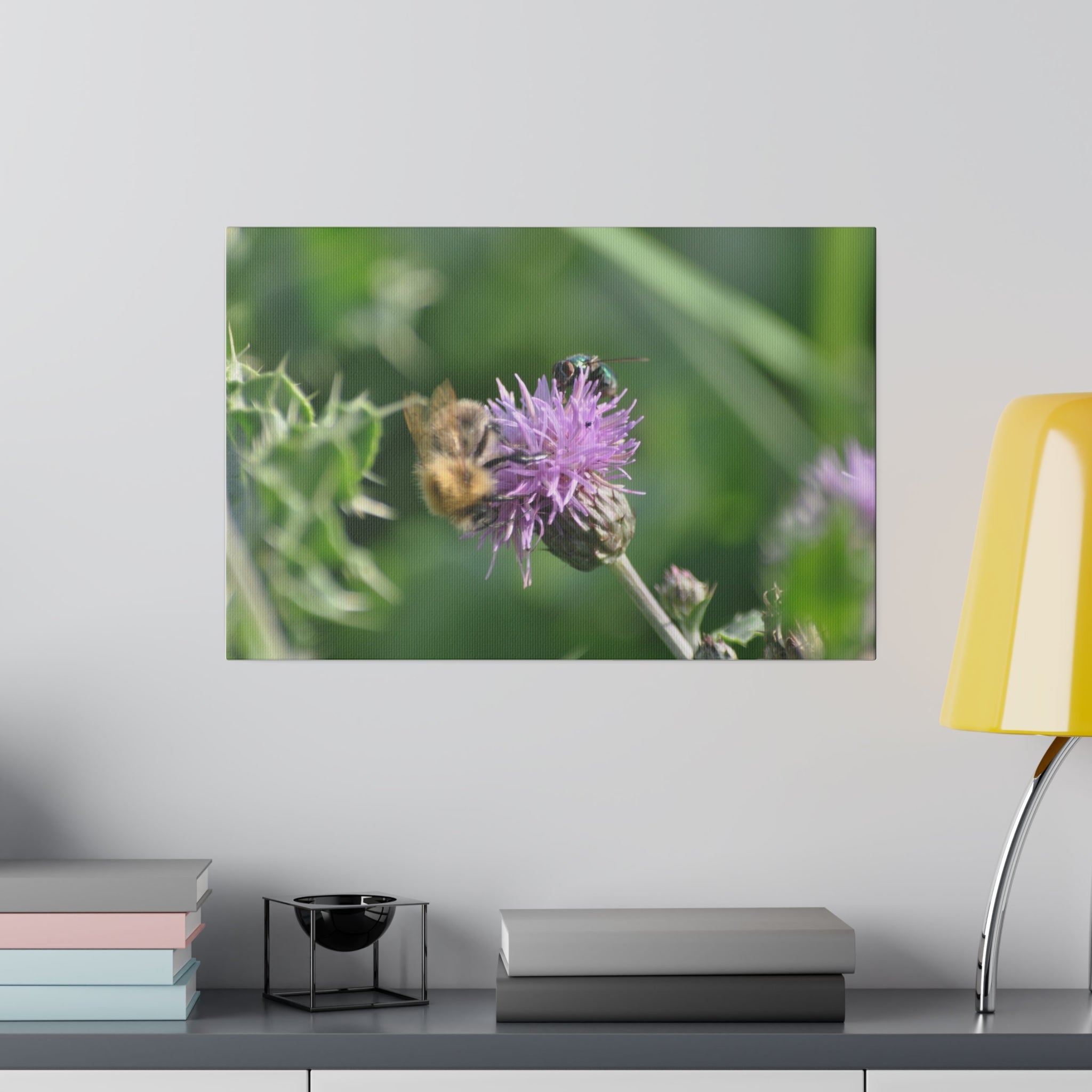 Bumblebee And Fly On A Flower Canvas - The Trio Synergize Group