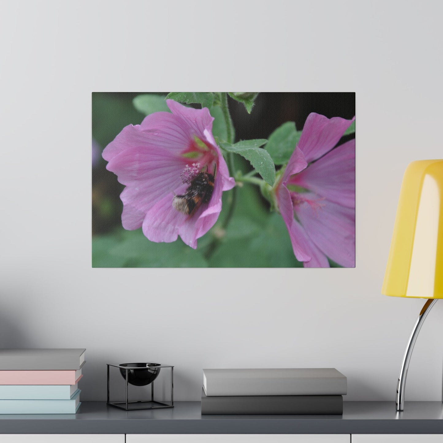 Bumblebee Inside A Purple Flower Canvas - The Trio Synergize Group