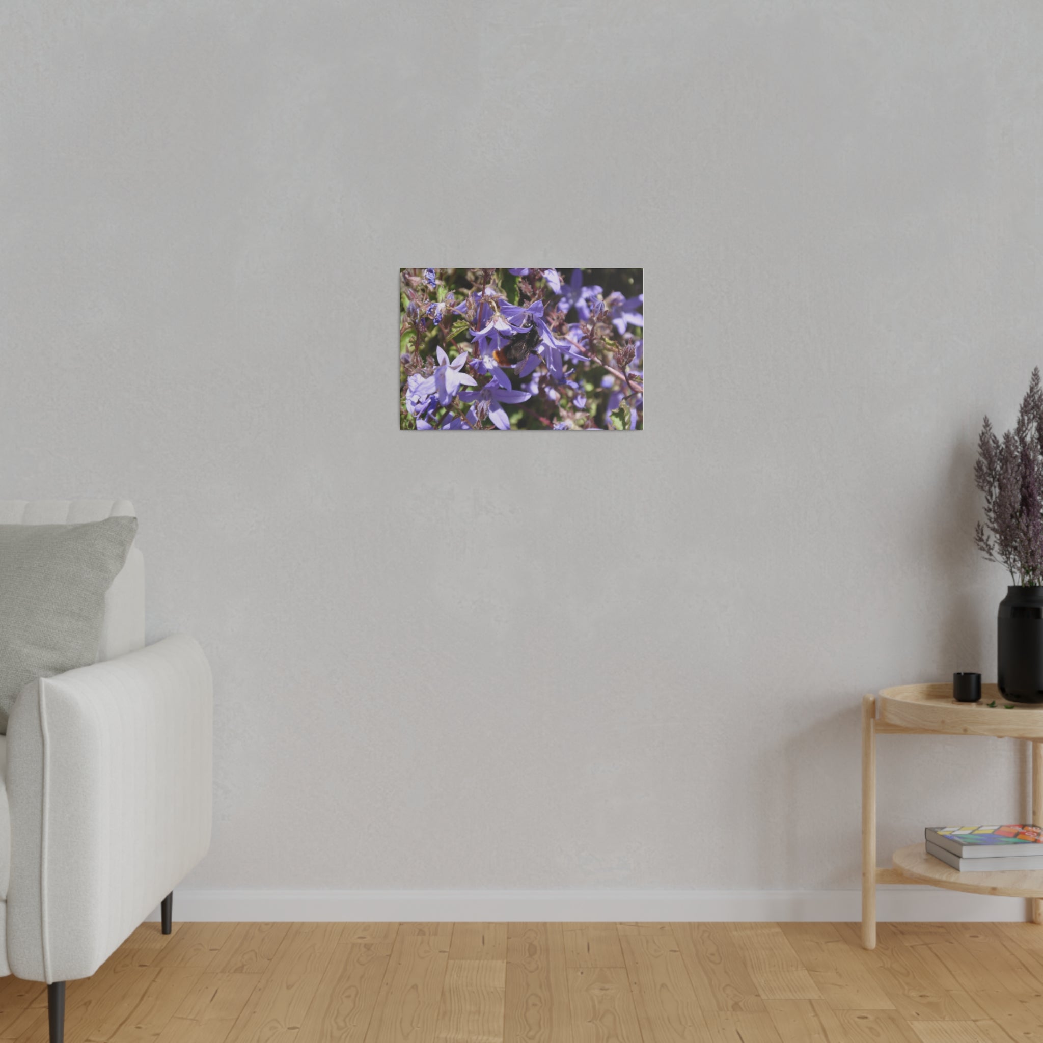 Bumblebee On Light Purple Campanulas Canvas - The Trio Synergize Group