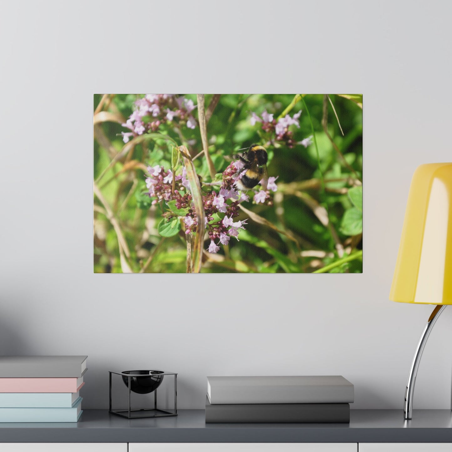 Bumblebee On Small Pinkie Flowers Canvas - The Trio Synergize Group