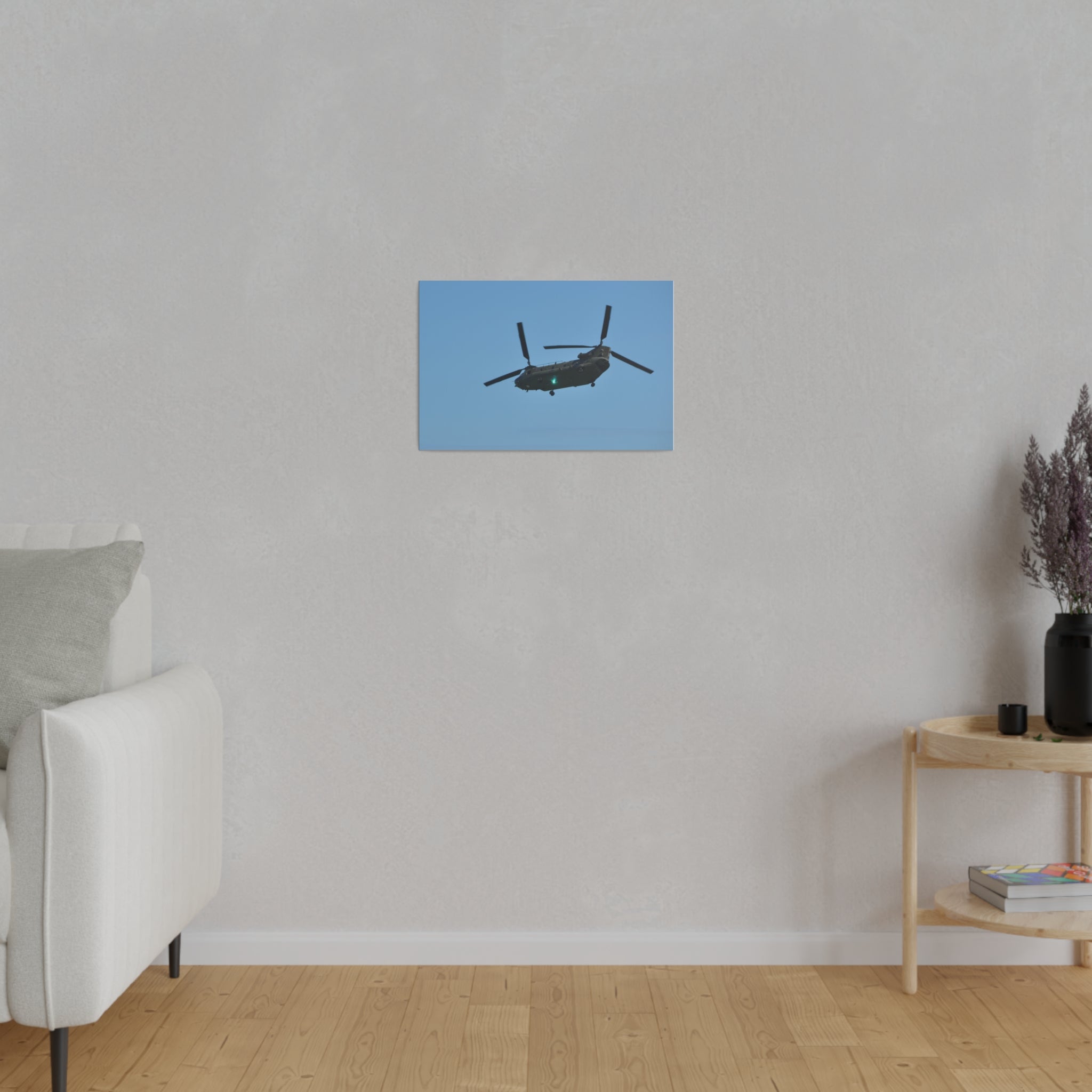 Chinook Helicopter Flying Left Undercarriage Light On Canvas - The Trio Synergize Group