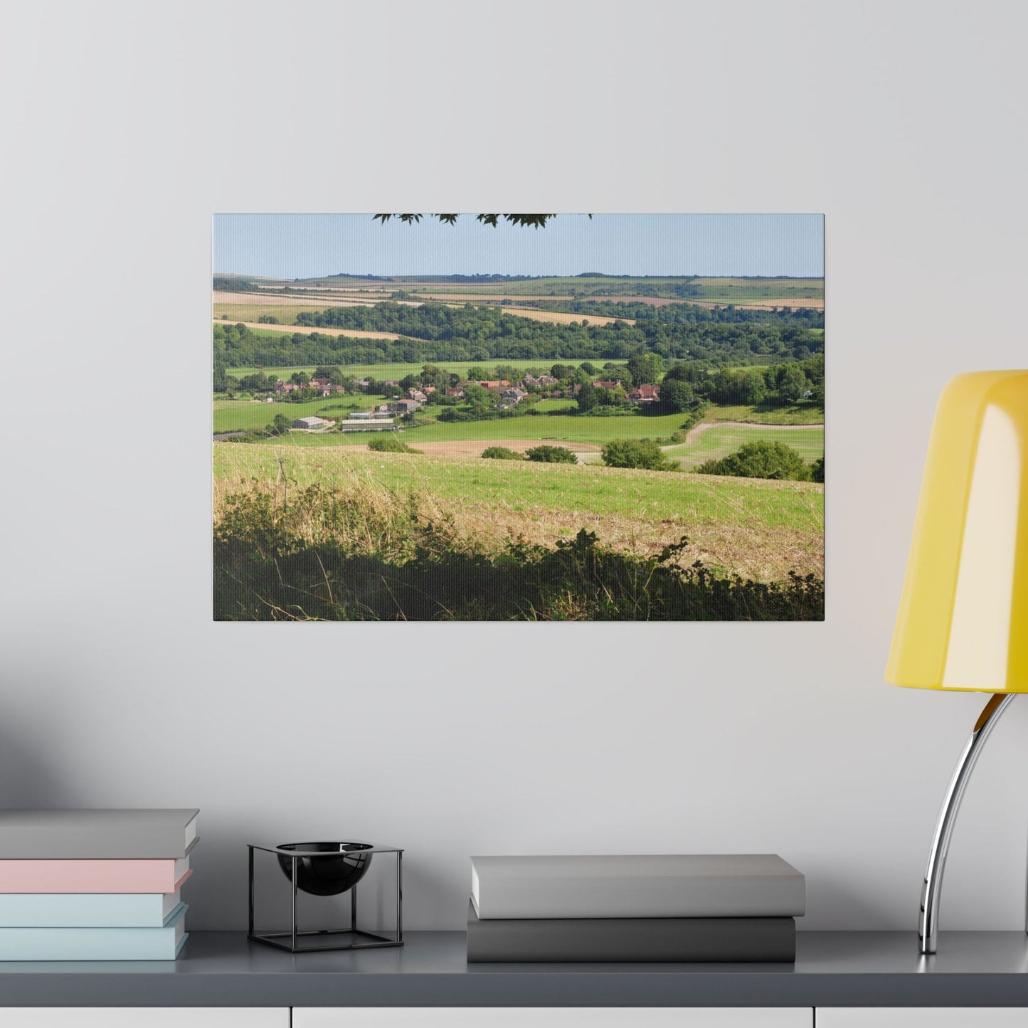 Countryside Village With Fields In The Background Canvas - The Trio Synergize Group