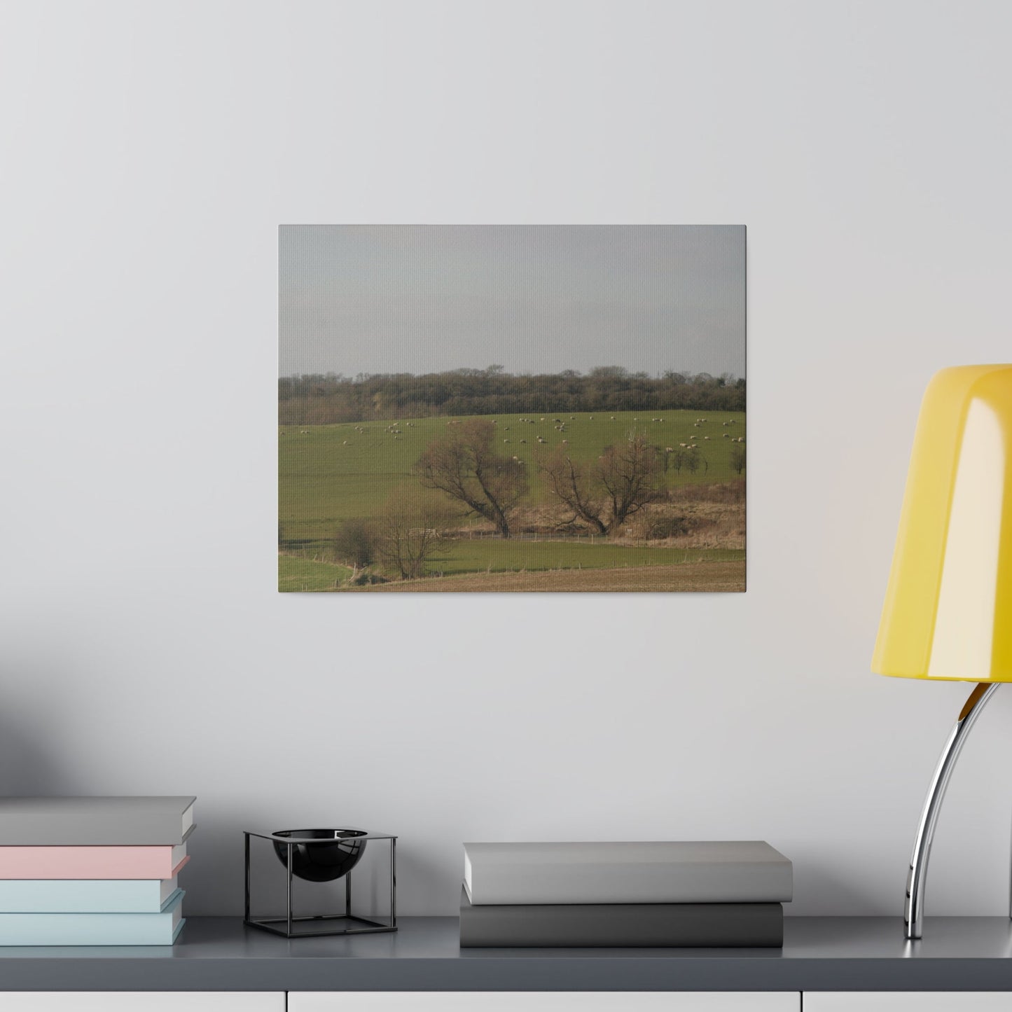 Countryside Landscape, with Sheep, Matte Canvas, Stretched, 0.75" - The Trio Synergize Group