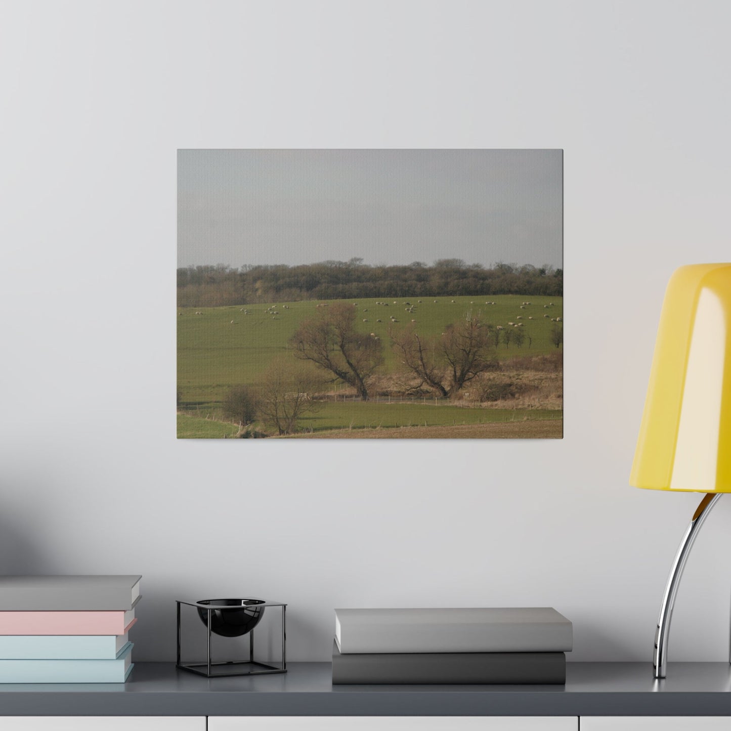 Countryside Landscape, with Sheep, Matte Canvas, Stretched, 0.75" - The Trio Synergize Group