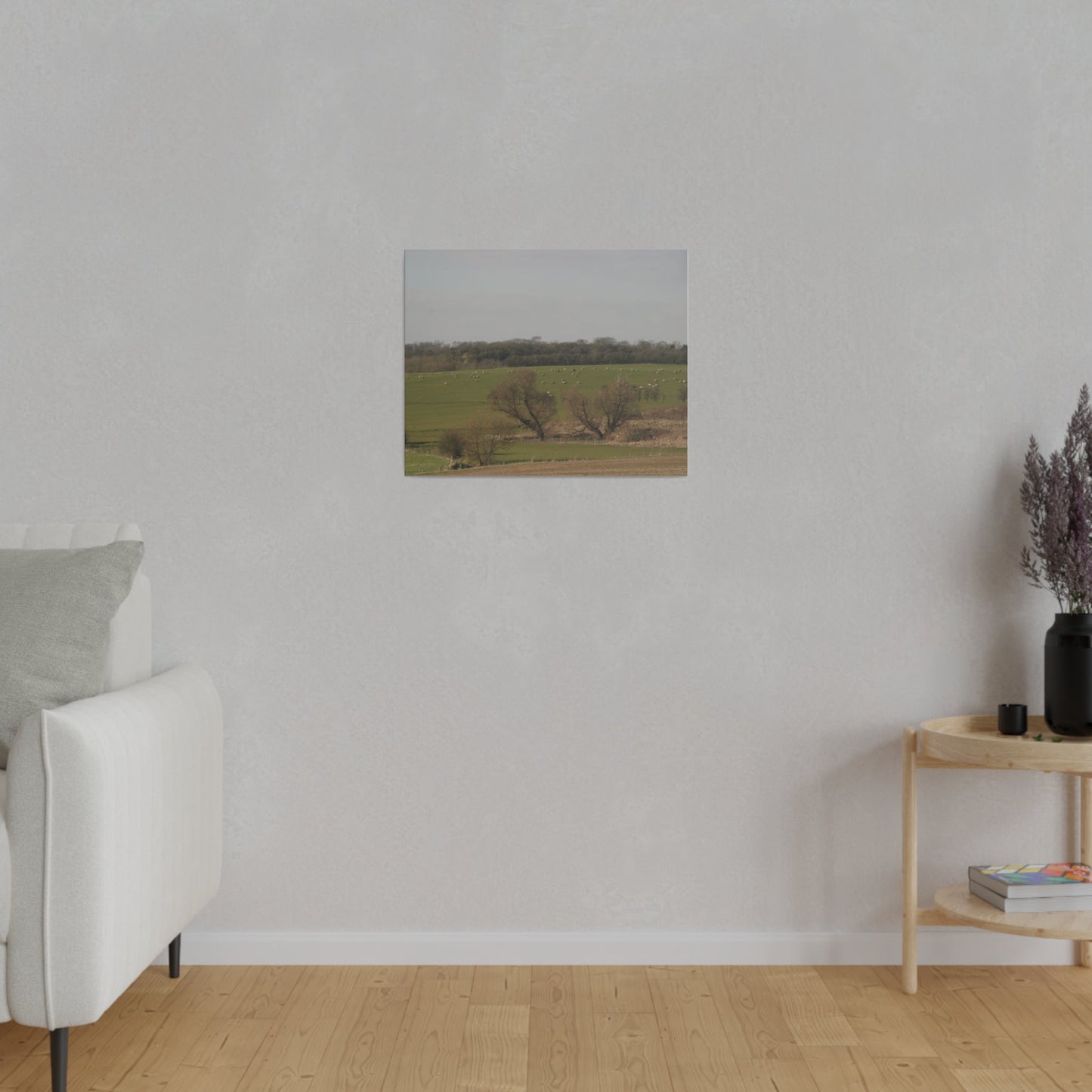 Countryside Landscape, with Sheep, Matte Canvas, Stretched, 0.75" - The Trio Synergize Group