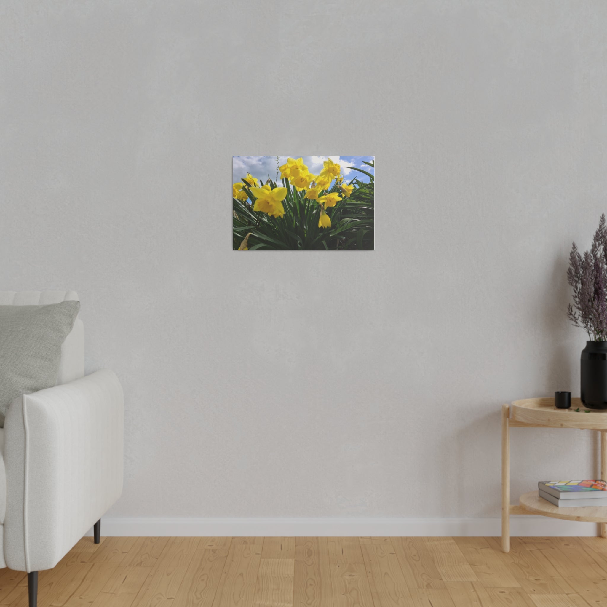 Cluster Of Yellow Daffodils With Clouds Canvas - The Trio Synergize Group