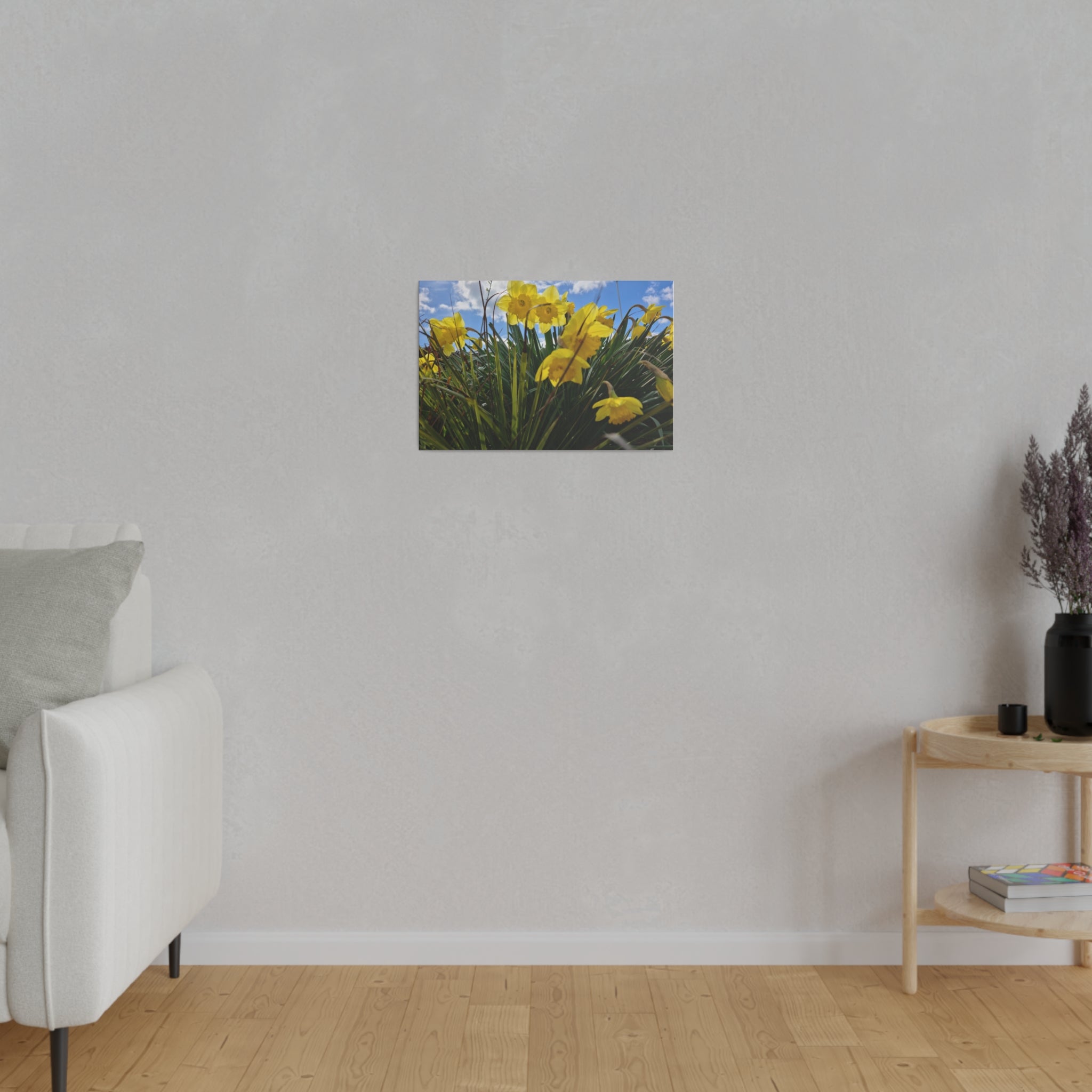 Cluster Of Yellow Daffodils With Sky Background Canvas - The Trio Synergize Group