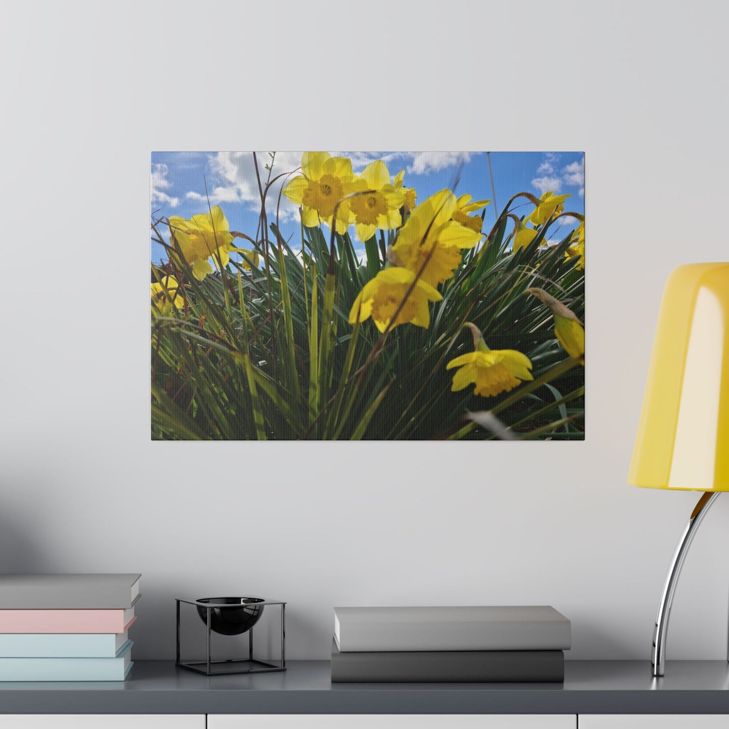 Cluster Of Yellow Daffodils With Sky Background Canvas - The Trio Synergize Group