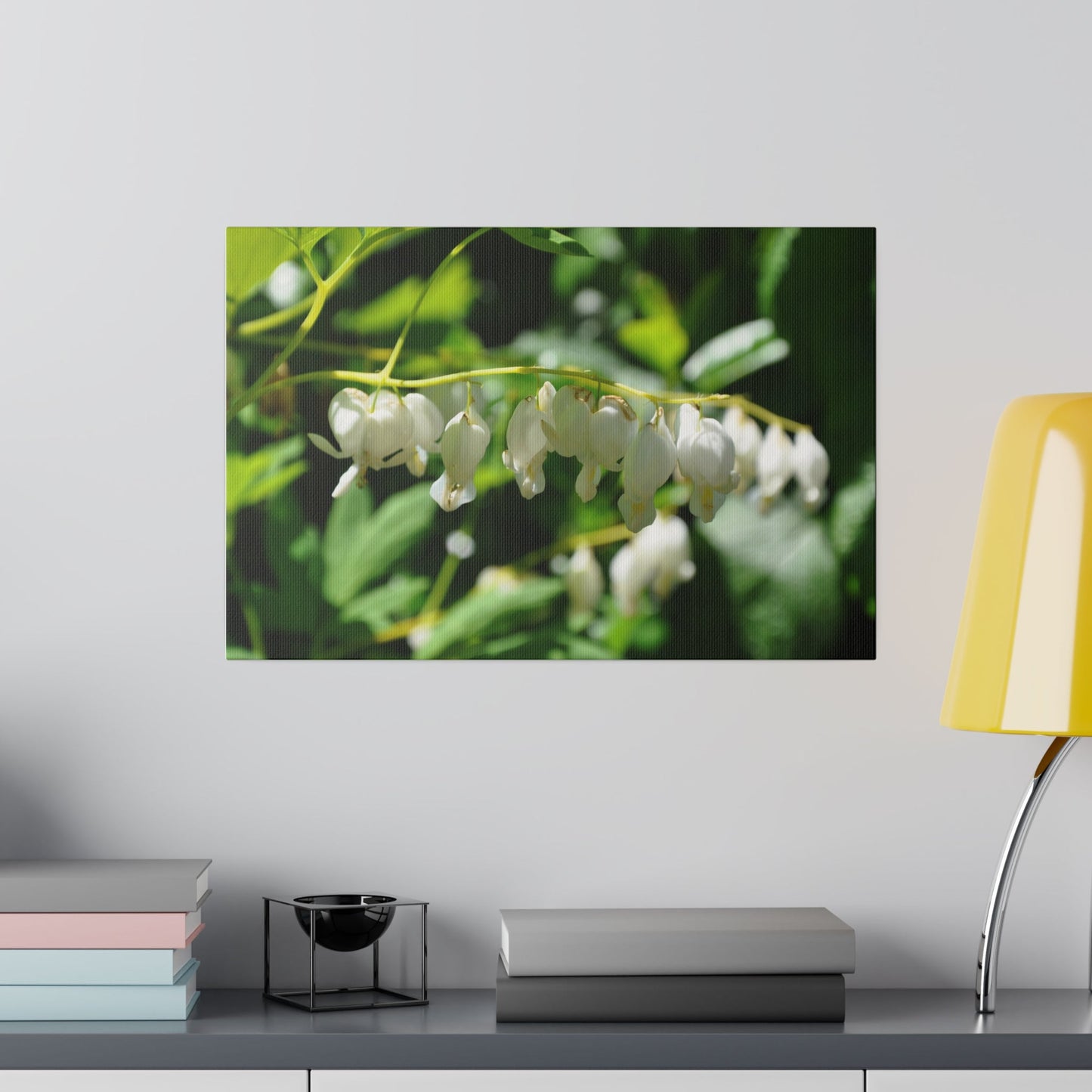 Dicentra Spectabilis Alba Flowers, Blurred Background Canvas - The Trio Synergize Group