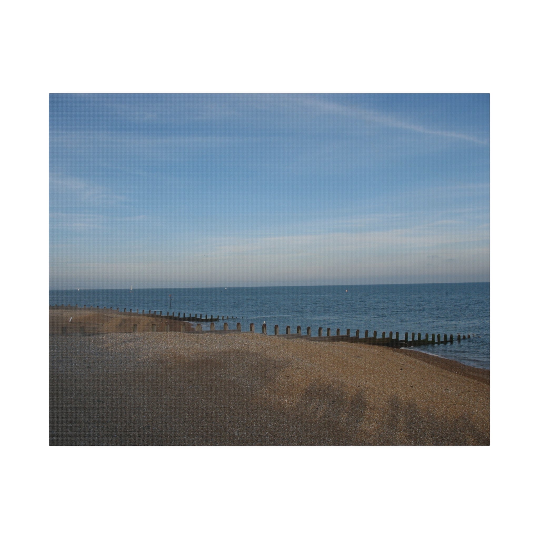 Eastbourne Beach View Of Stones, Sea & Sky Canvas - The Trio Synergize Group