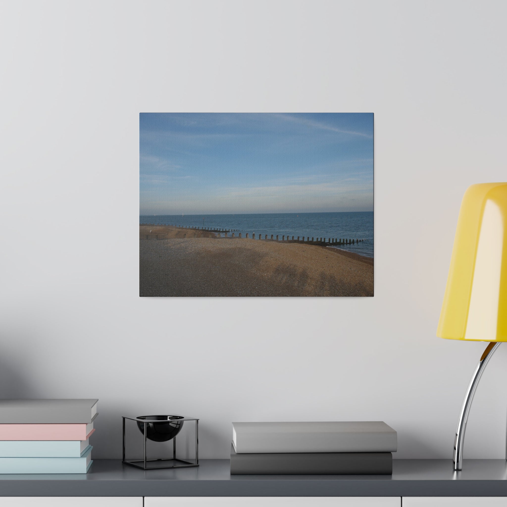 Eastbourne Beach View Of Stones, Sea & Sky Canvas - The Trio Synergize Group