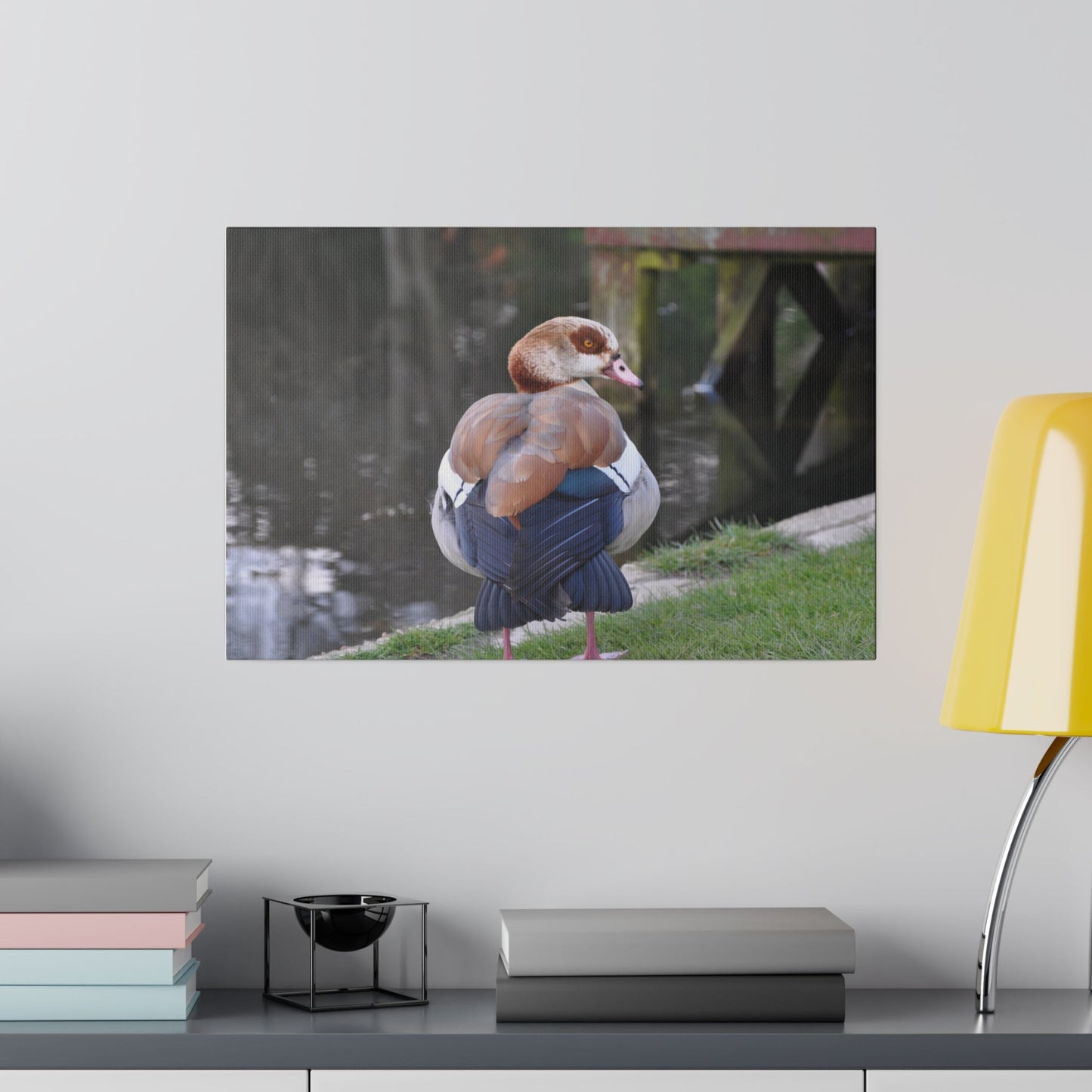 Egyptian Goose Rear View By The Pond Canvas - The Trio Synergize Group