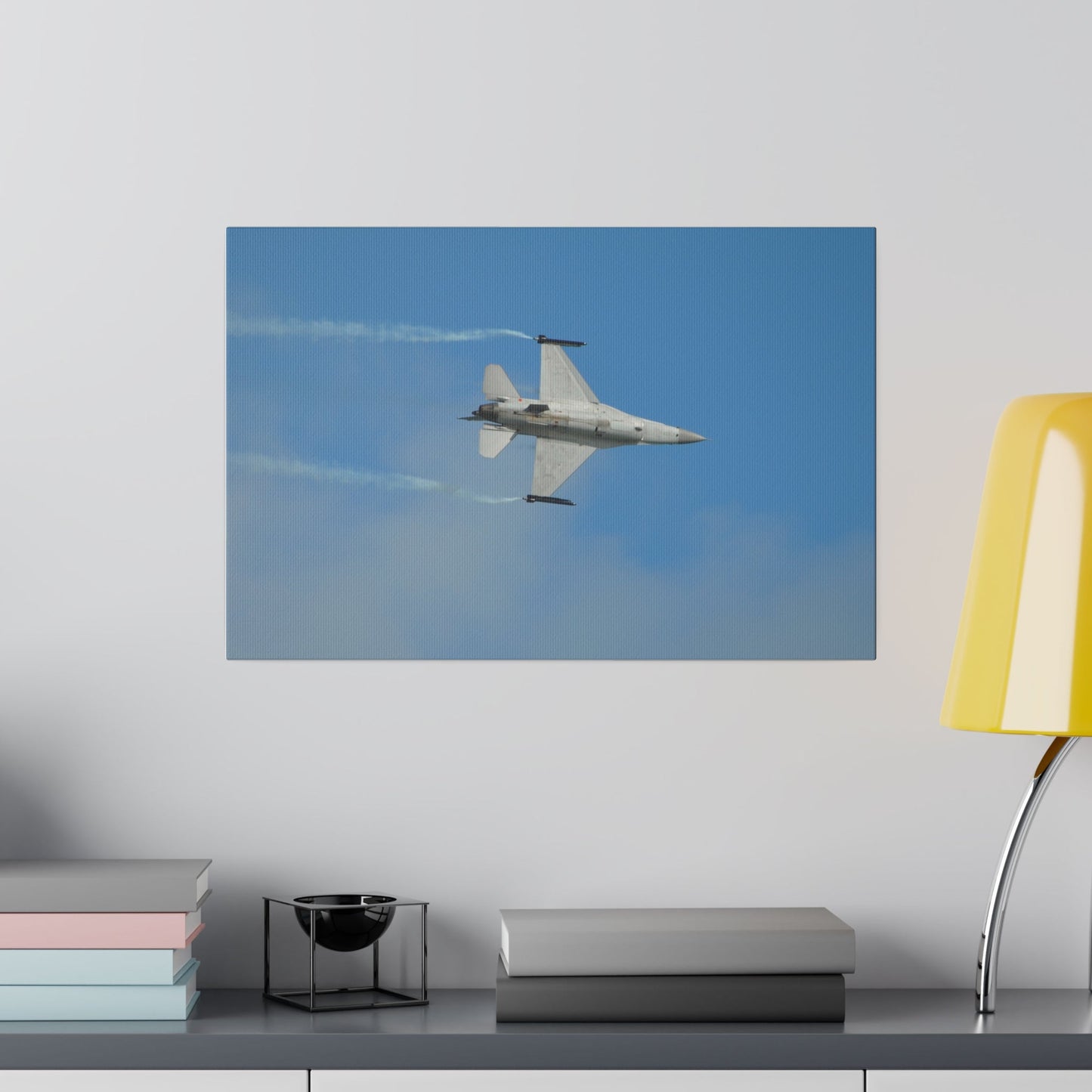 F16 Fighting Falcon With Smoke Canvas - The Trio Synergize Group
