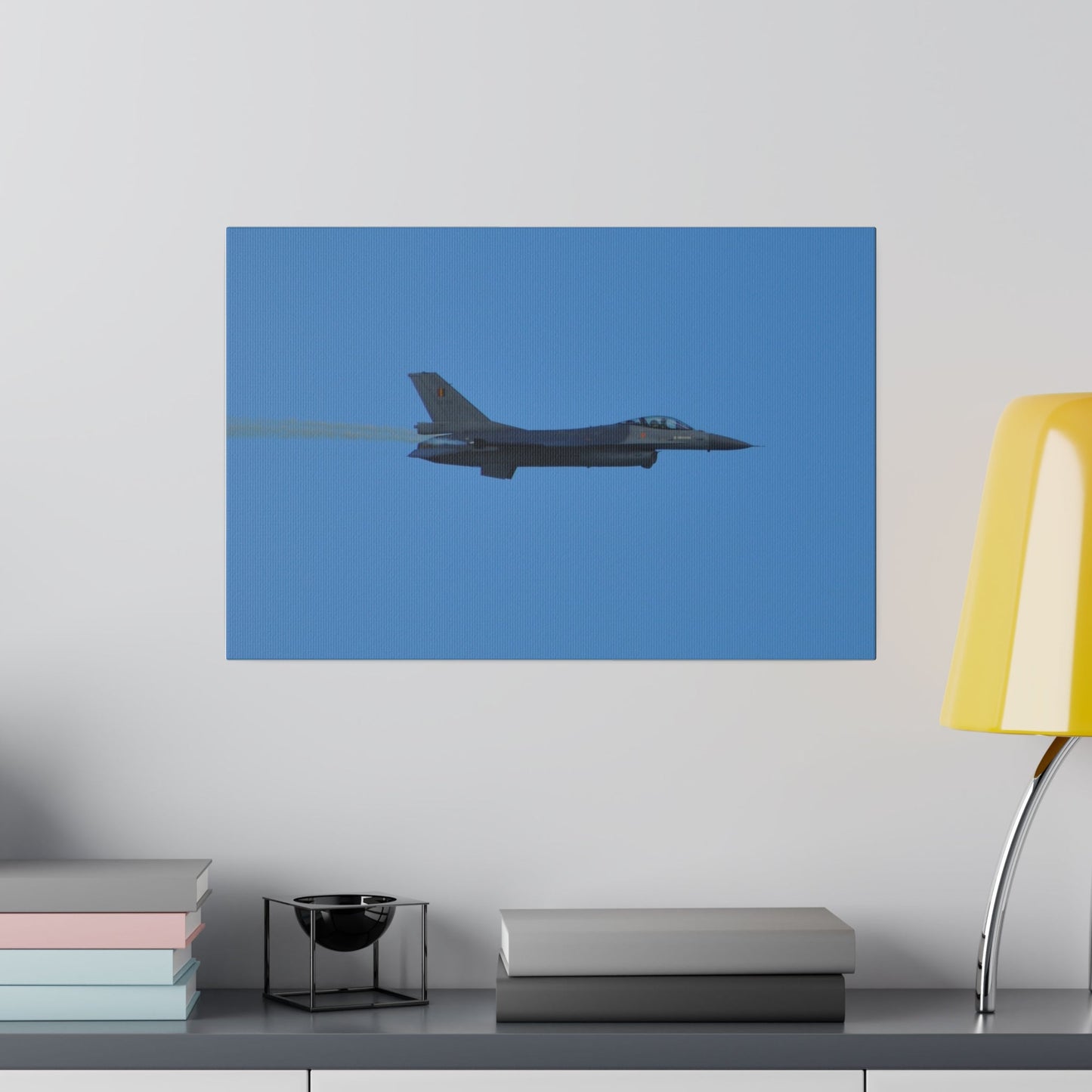F16 Fighting Falcon Flying With Smoke, With Side View Canvas - The Trio Synergize Group