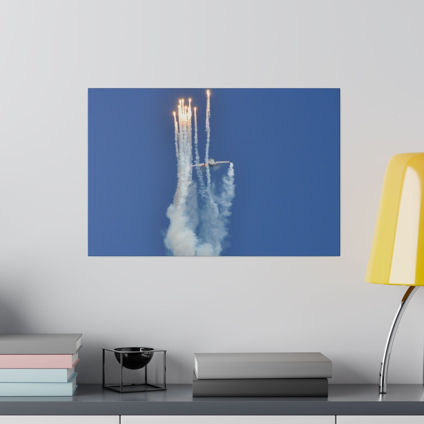 F16 Fighting Falcon Flying Upside Down Firing Flares Canvas - The Trio Synergize Group