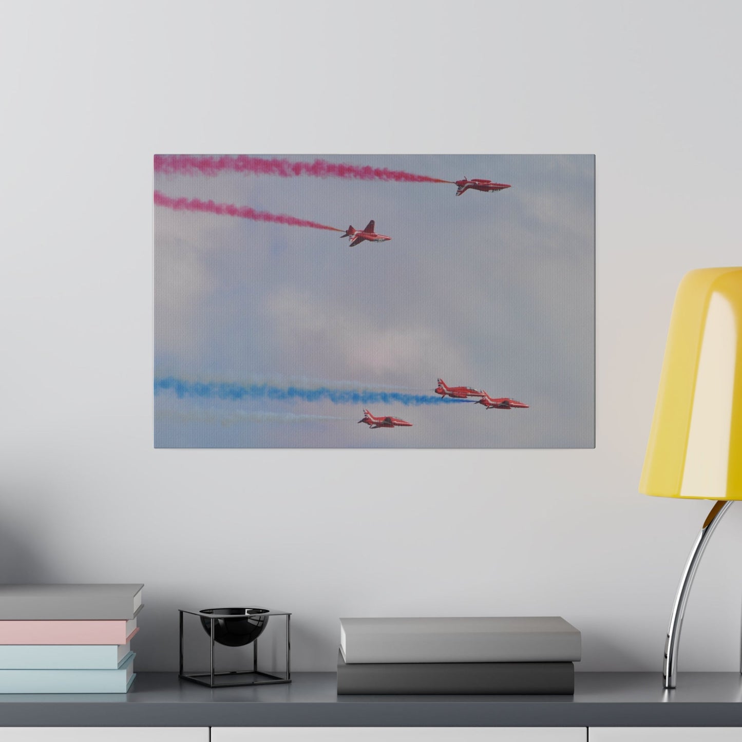 The Red Arrows Three Level Two Flying Upside Canvas Print - The Trio Synergize Group