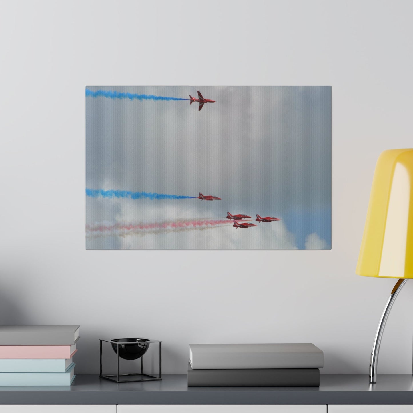 The Red Arrows Flying Right, Side View Close Up Canvas - The Trio Synergize Group