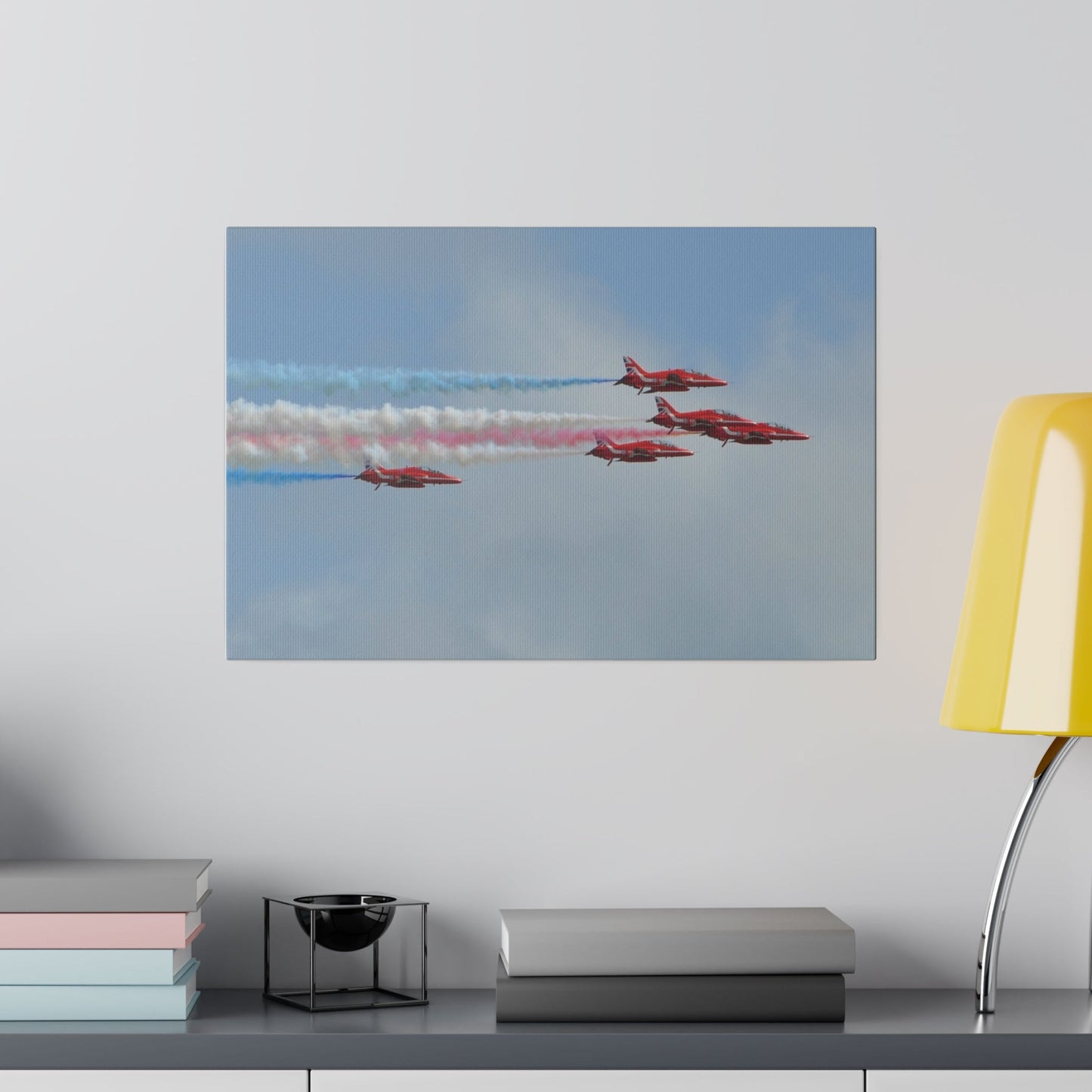 The Red Arrows Colourful Close-Up Canvas - The Trio Synergize Group
