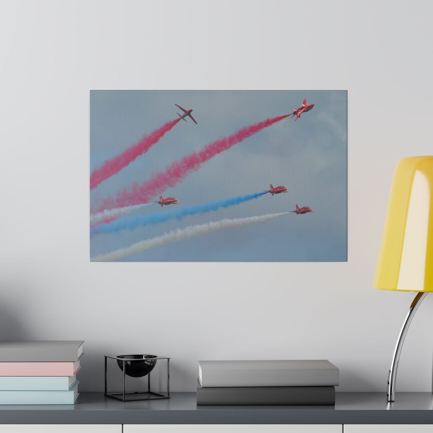 Red Arrows - Flight Of Five From Left! Close Up Canvas - The Trio Synergize Group