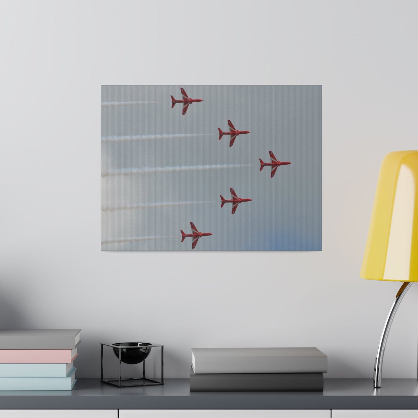 The Red Arrows Flying Right In Sideways Formation Canvas - The Trio Synergize Group