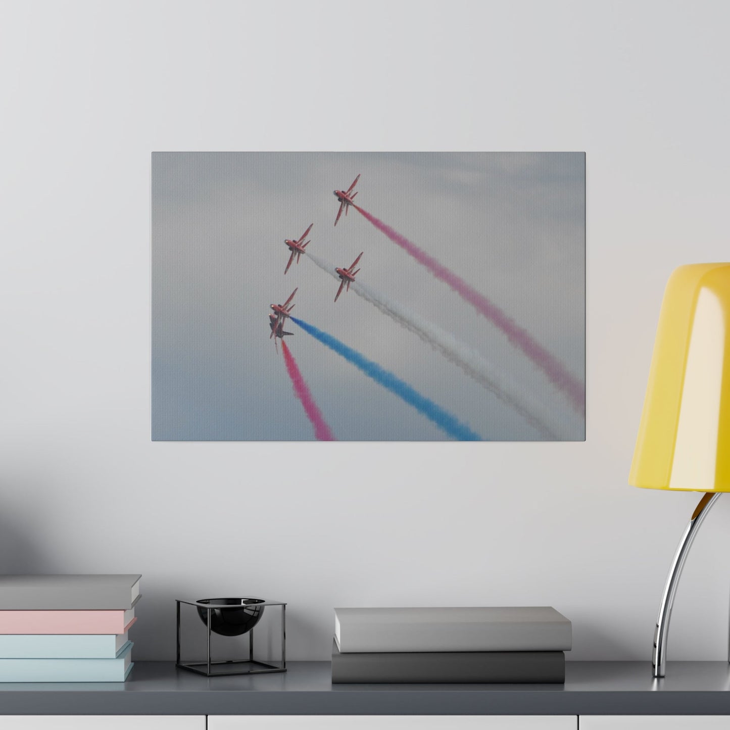 Red Arrows Formation One Looping Canvas Print - The Trio Synergize Group