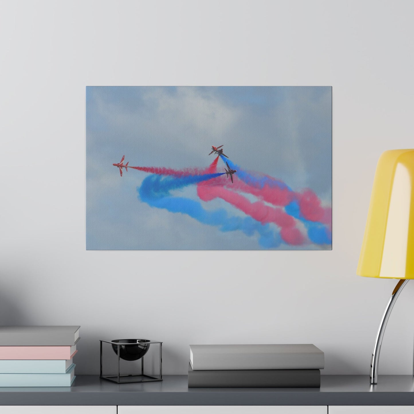 The Red Arrows Four Breaking Formation In Progress Canvas - The Trio Synergize Group
