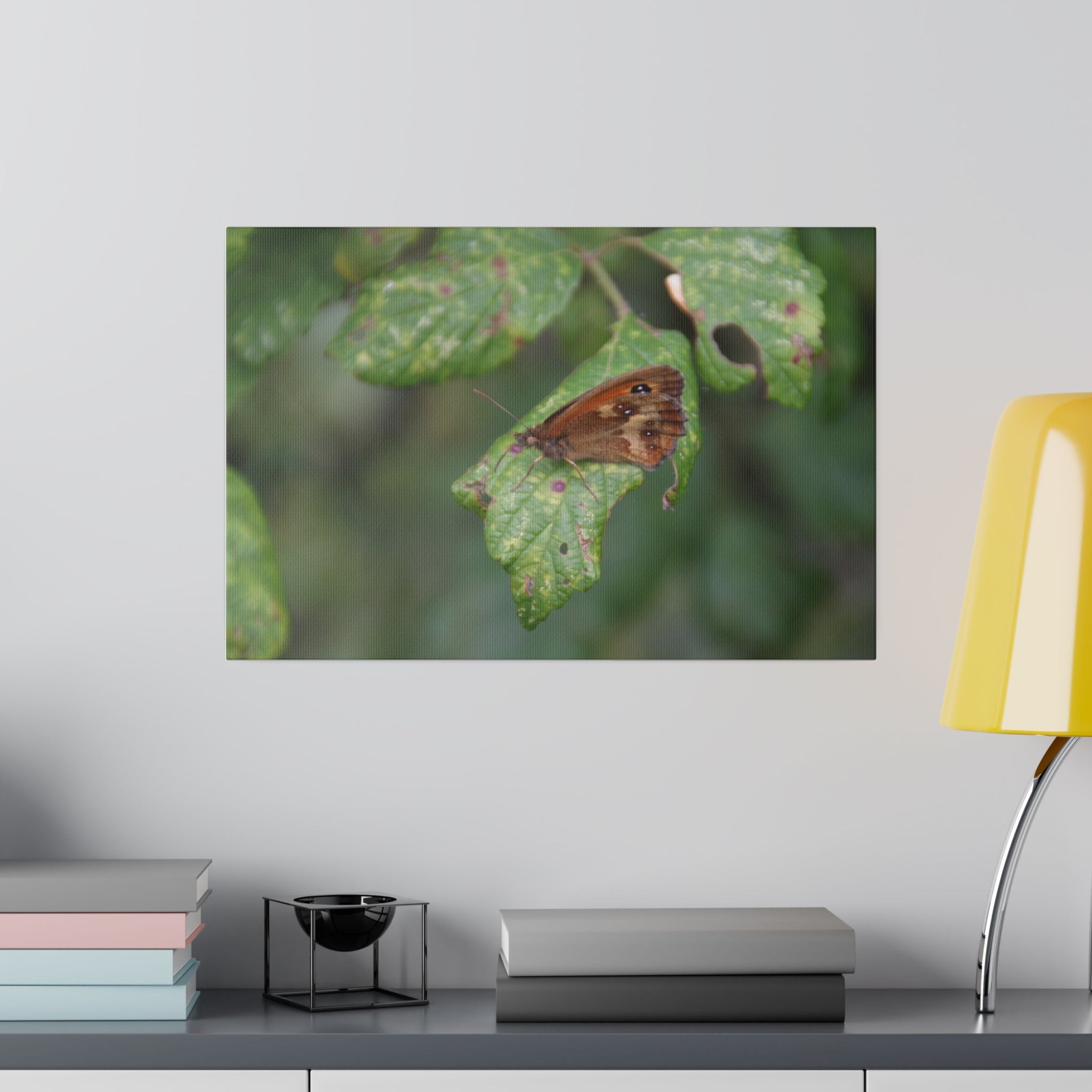 Gatekeeper Butterfly & Leaf With Blurred Background Canvas - The Trio Synergize Group