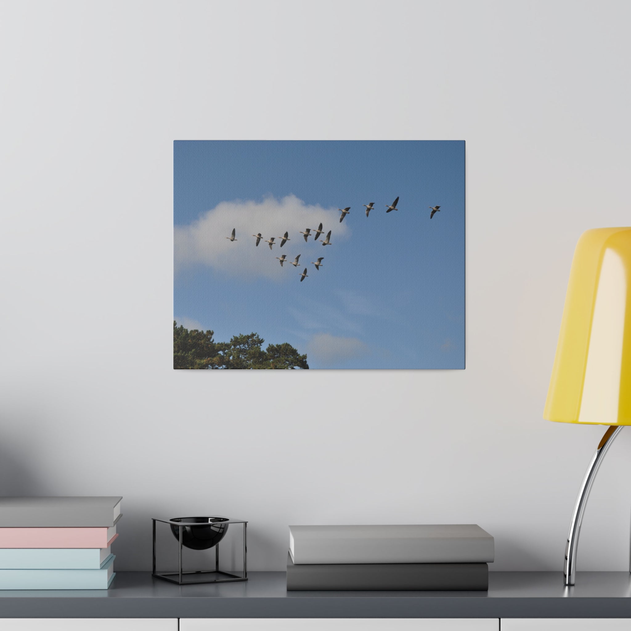 A Flock Of Geese Flying Canvas - The Trio Synergize Group