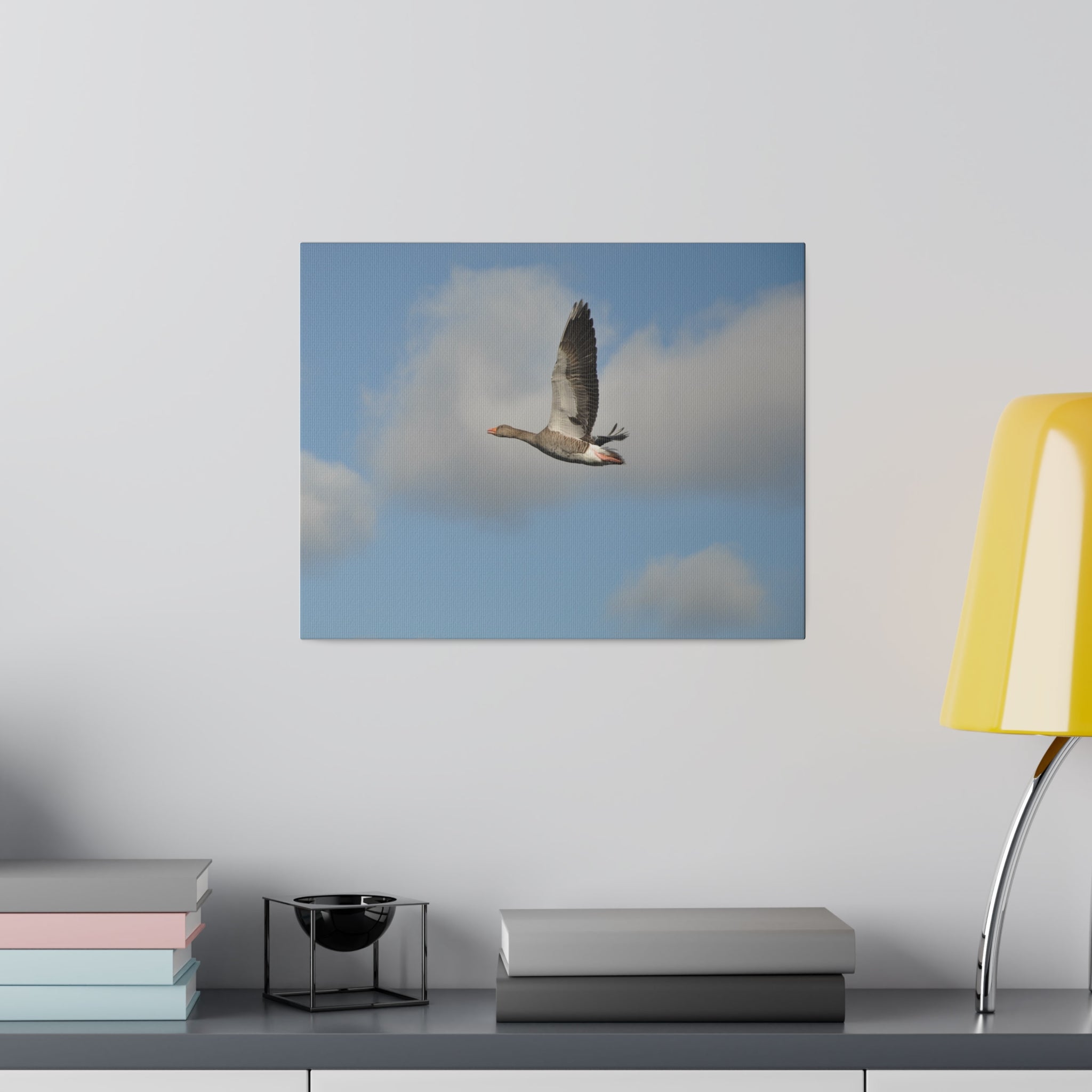 Goose Flying With Wings Up Canvas - The Trio Synergize Group