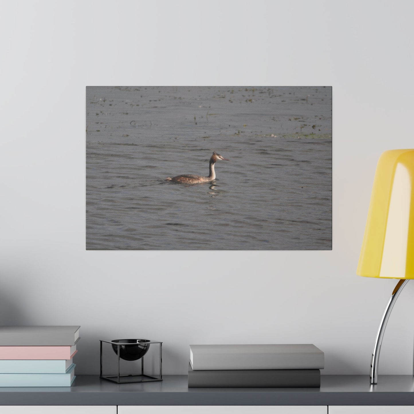 Great Crested Grebe On The Water Canvas Print - The Trio Synergize Group