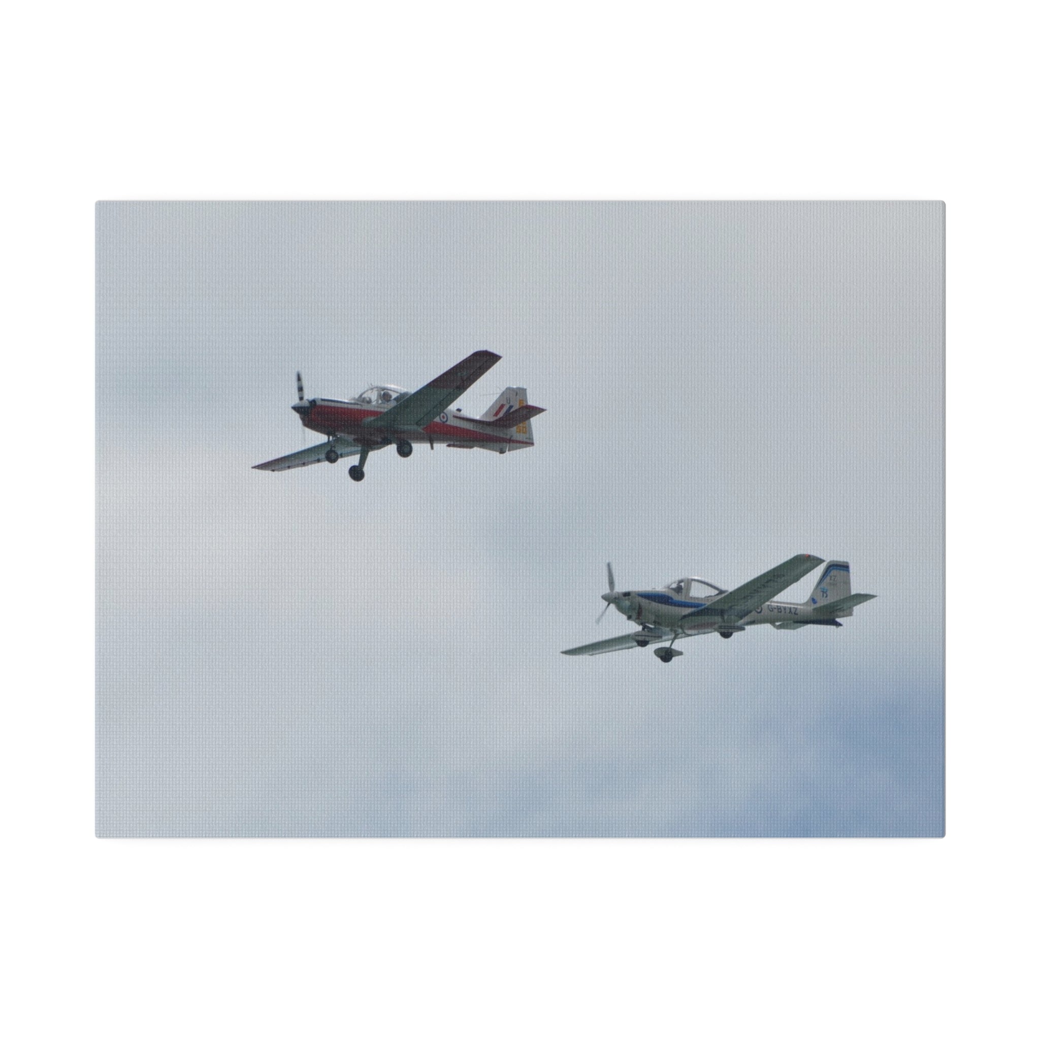Grob G115E & Waddington Bulldog Flying From The Right Canvas - The Trio Synergize Group